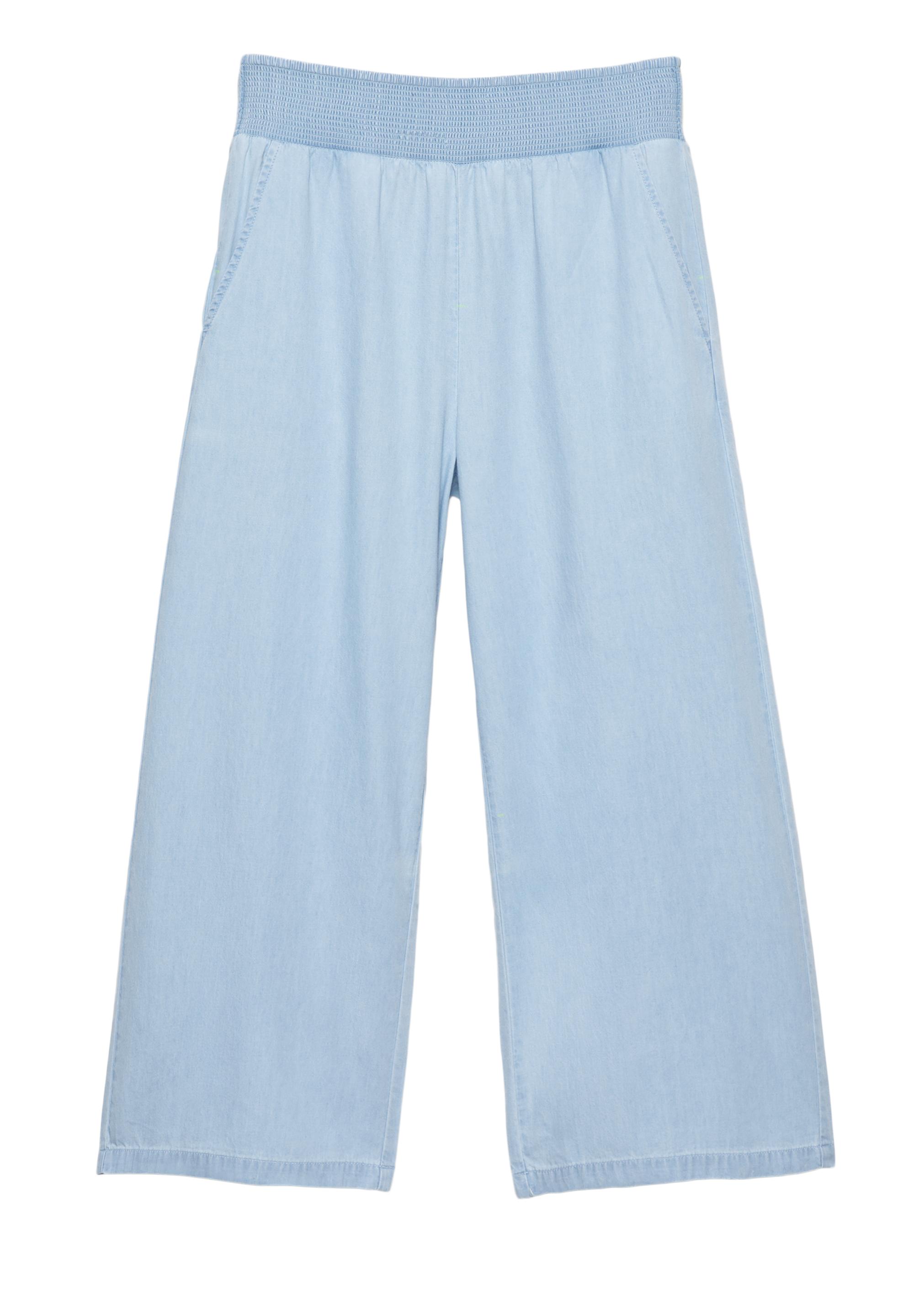 Flowing denim trousers with elasticated waist — Pale blue