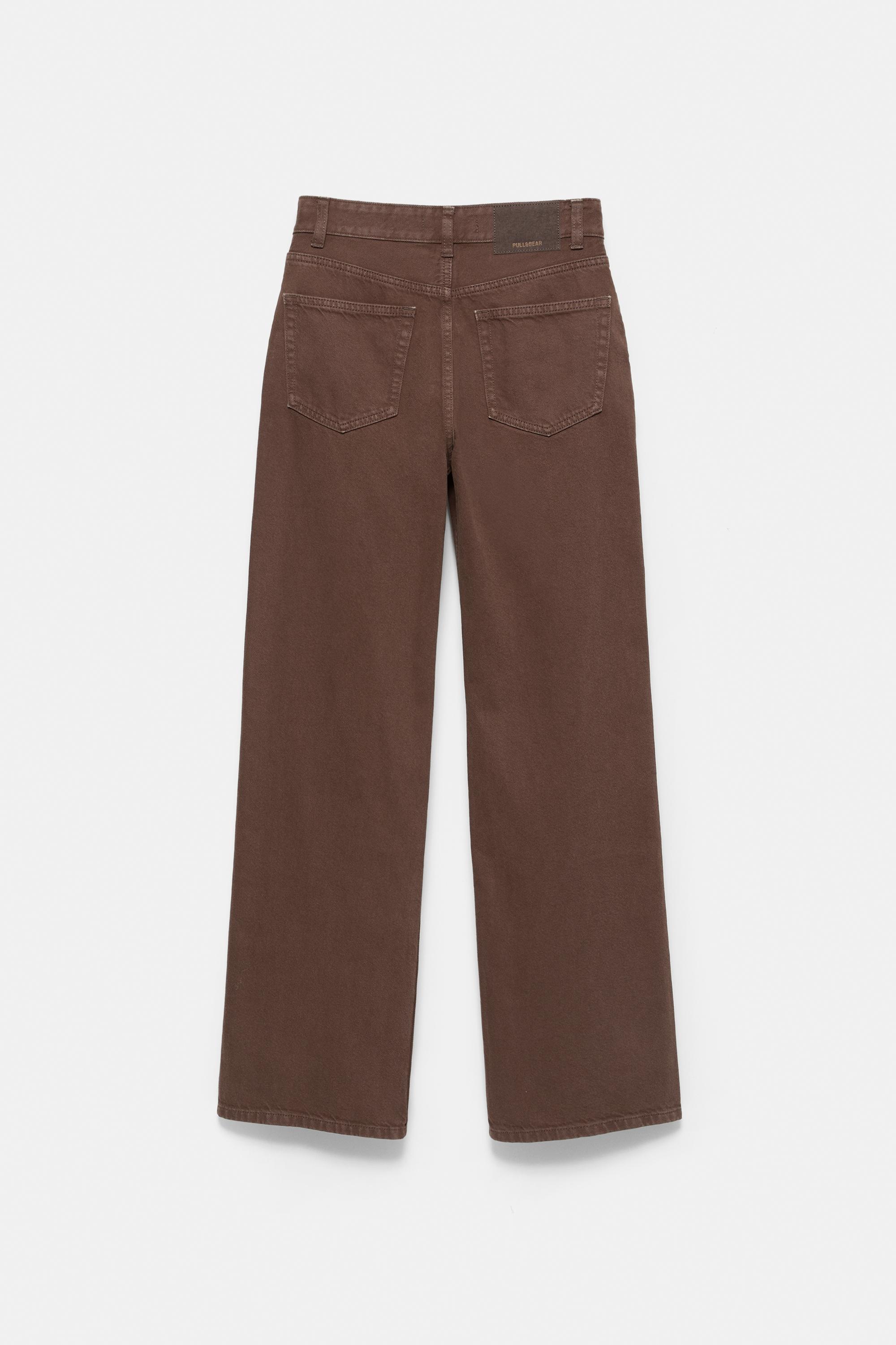 High-waist wide straight-leg jeans — Brown