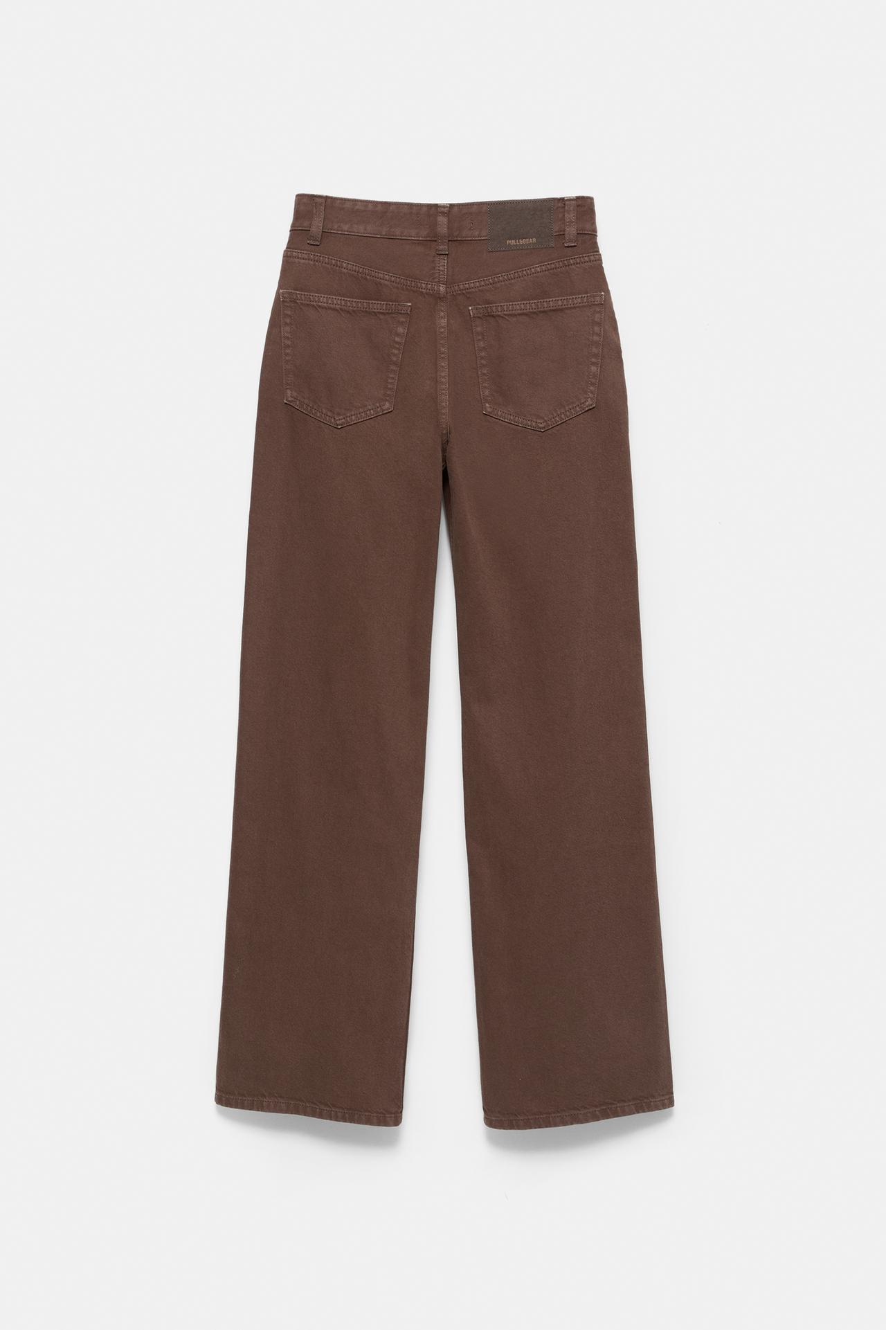 High-waist wide straight-leg jeans — Brown