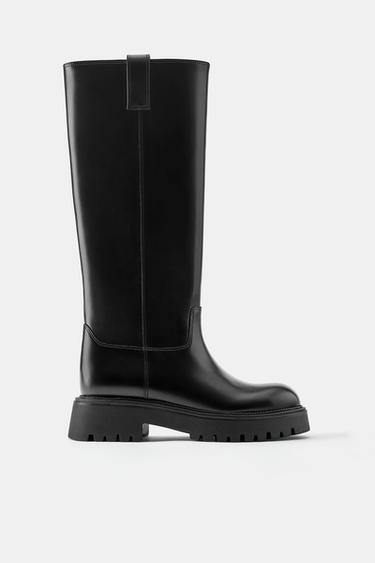 Flat high-leg boots — Black 1