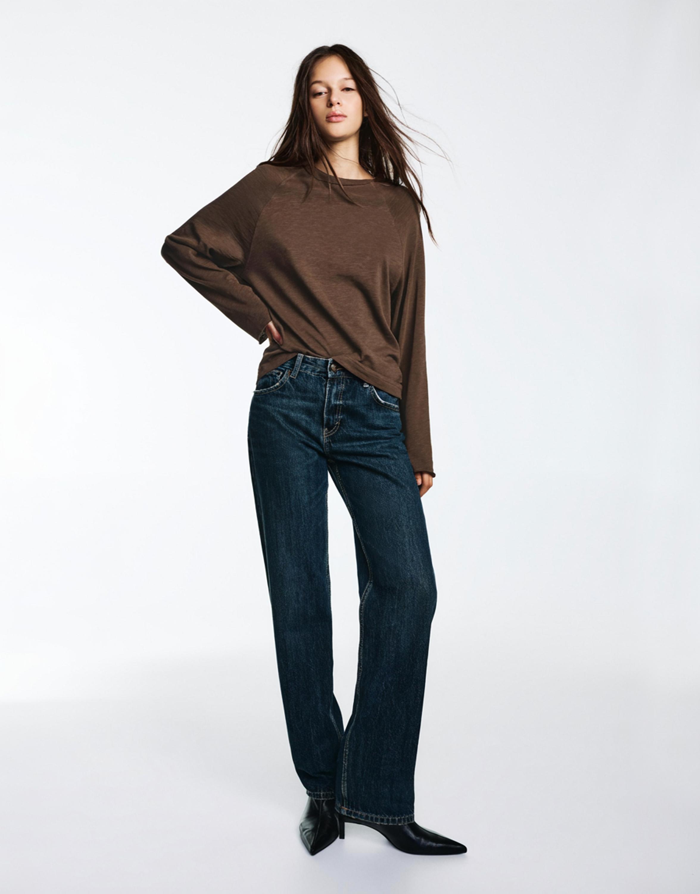 Long sleeve raglan T-shirt — Brown
