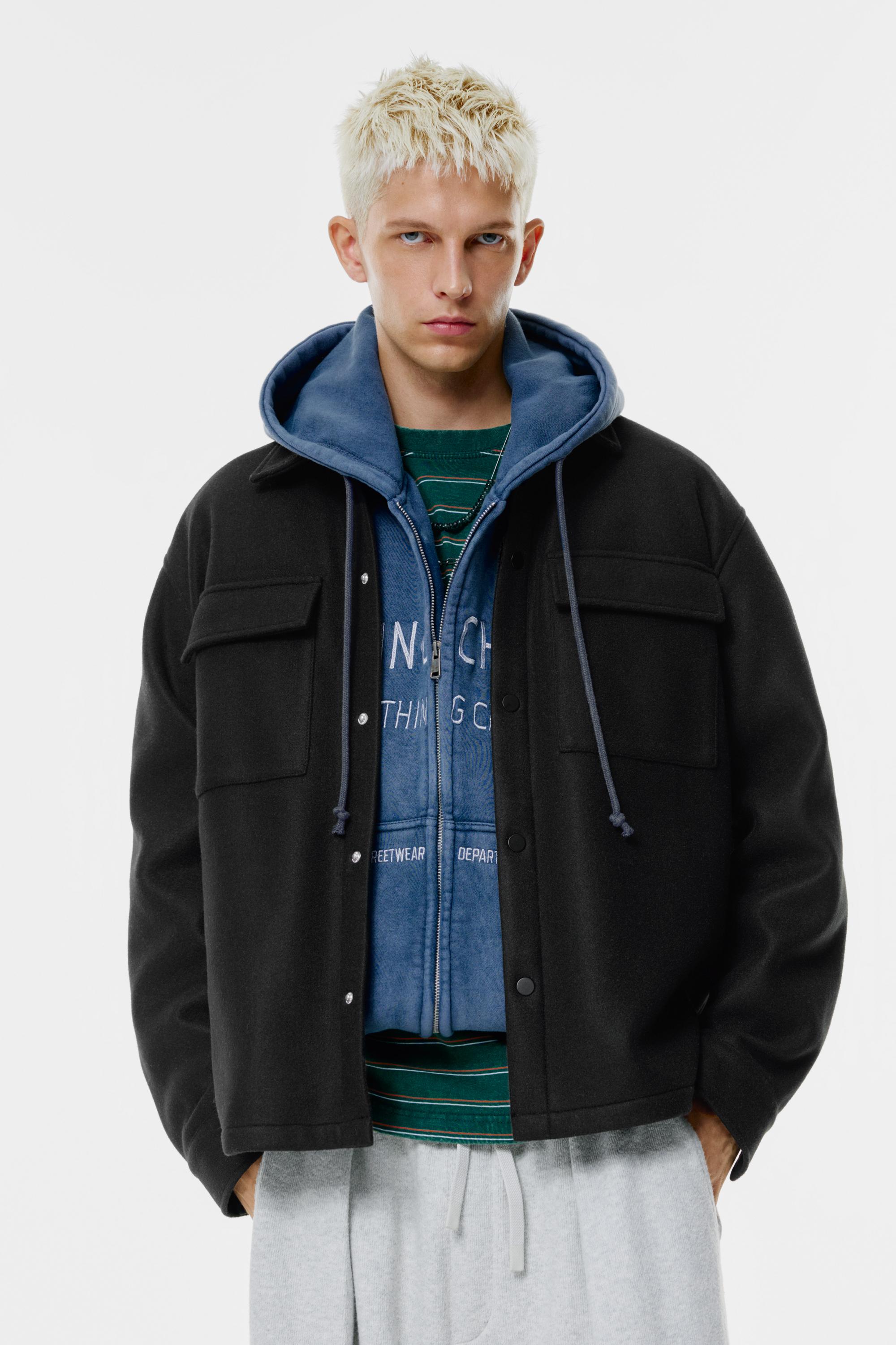 Cepli yünlü ince ceket - Görsel 12