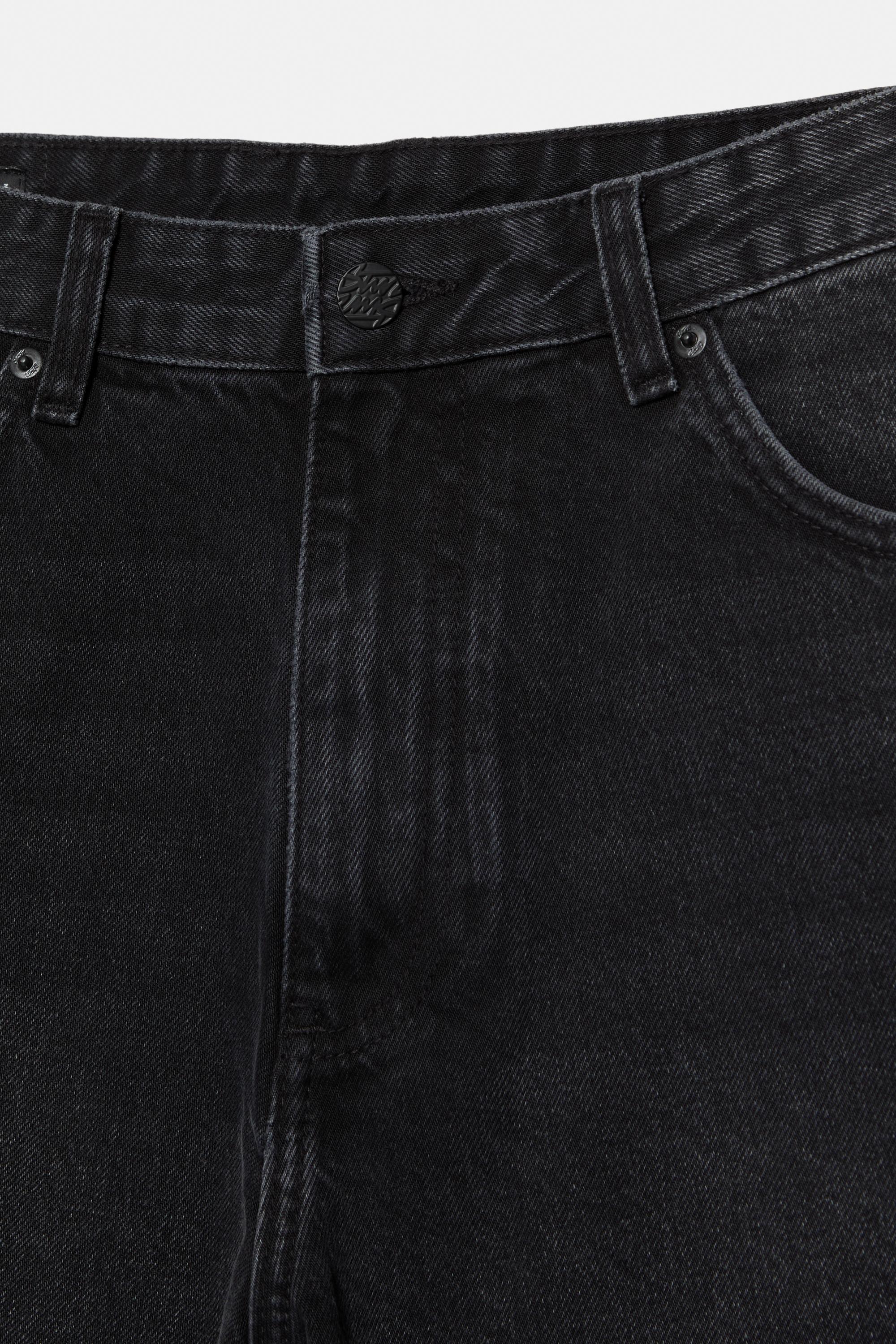 Baggy denim Bermuda shorts — Faded black