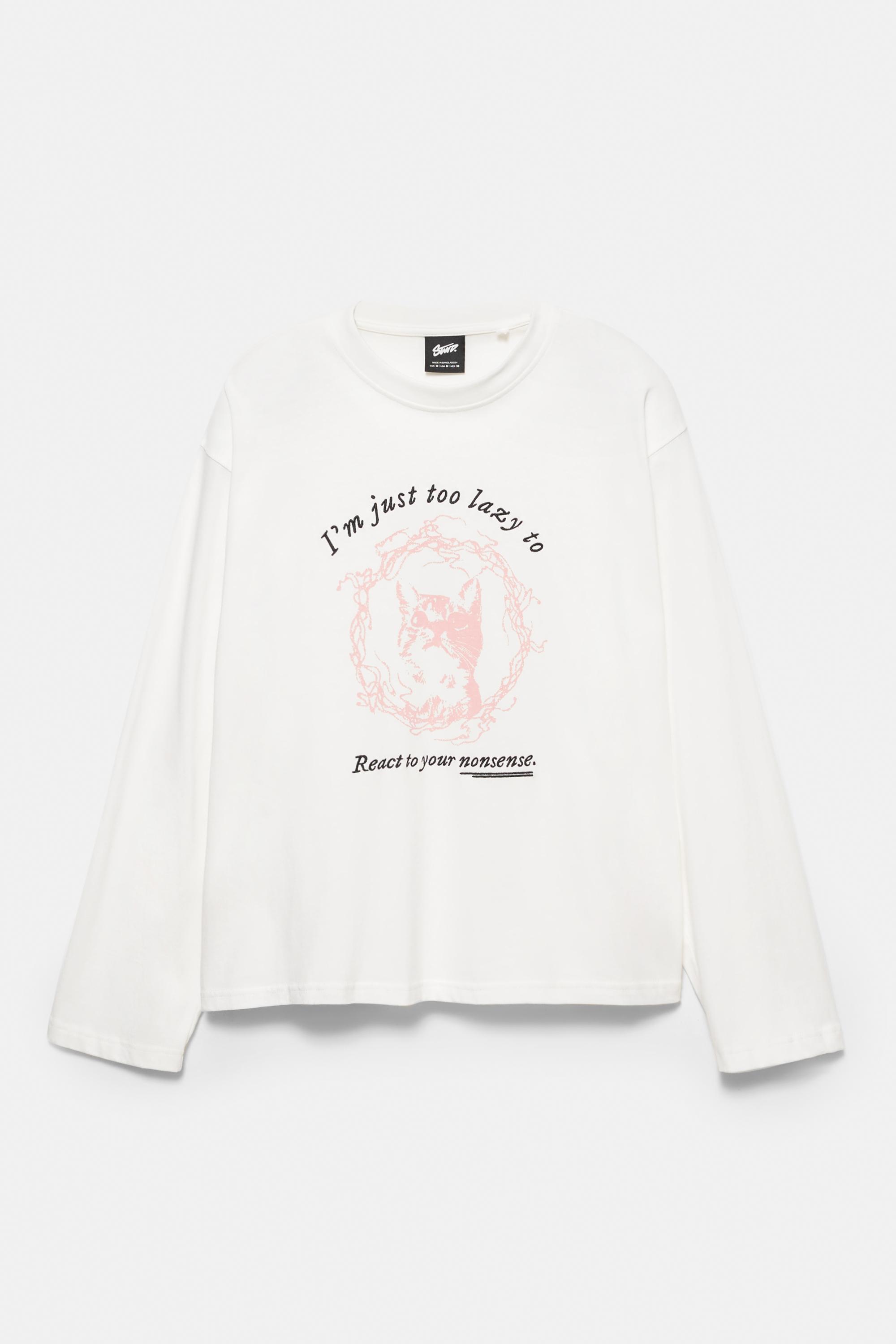 T-Shirt Com Gráfico De Gato