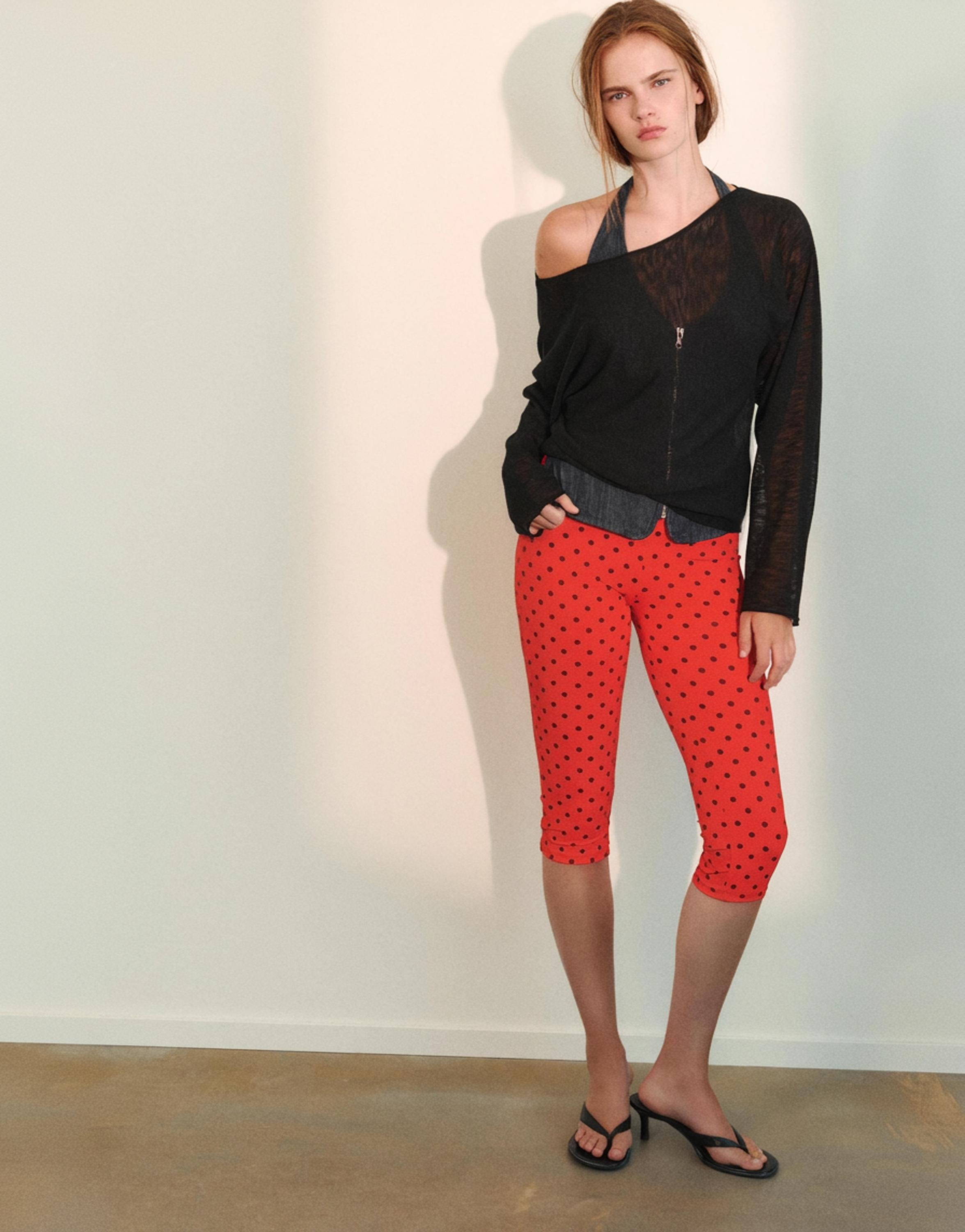 Polka dot capris — Red