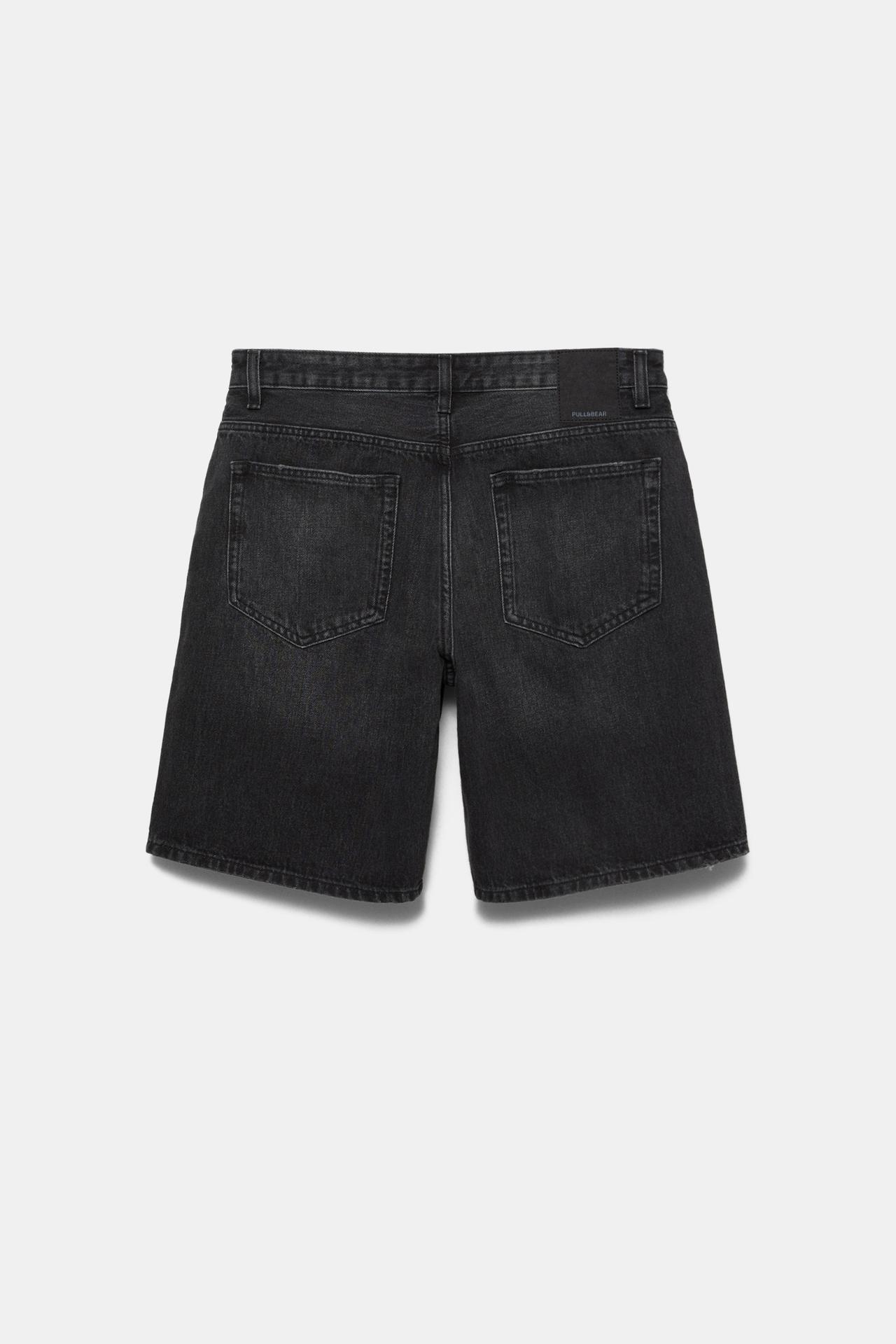 Standard denim Bermuda shorts — Faded black