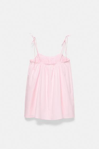 Strappy poplin mini dress — Pink 7