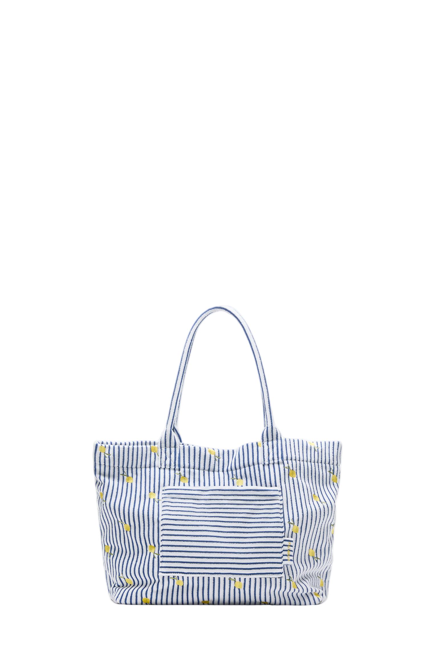 Striped towel shopper bag — Blue