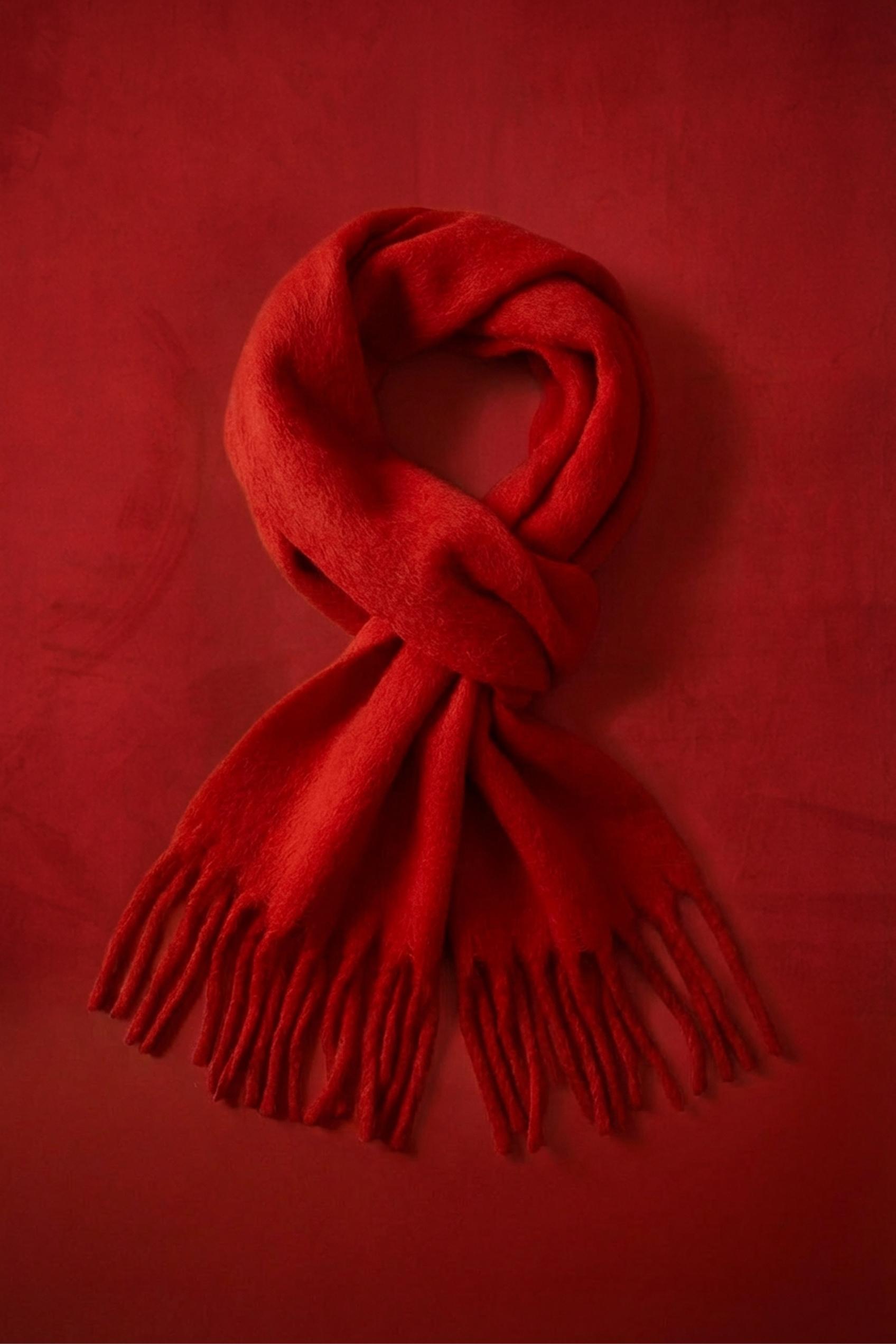 Maxi mohair-effect scarf — Red
