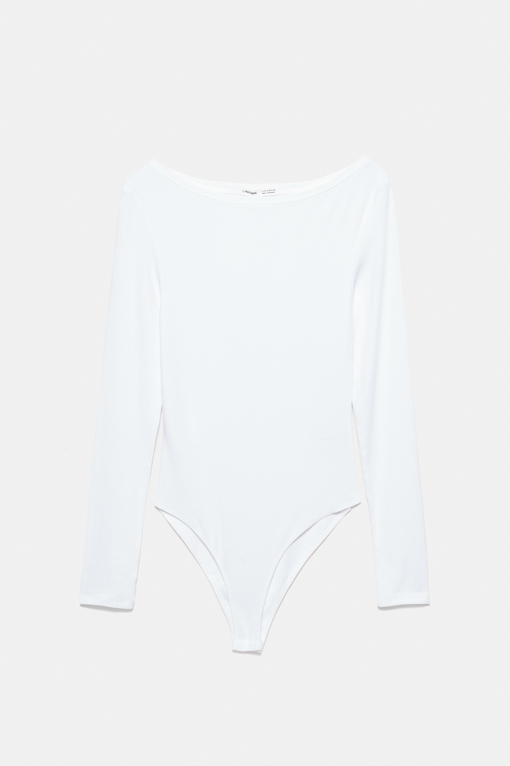 Long sleeve bodysuit — White