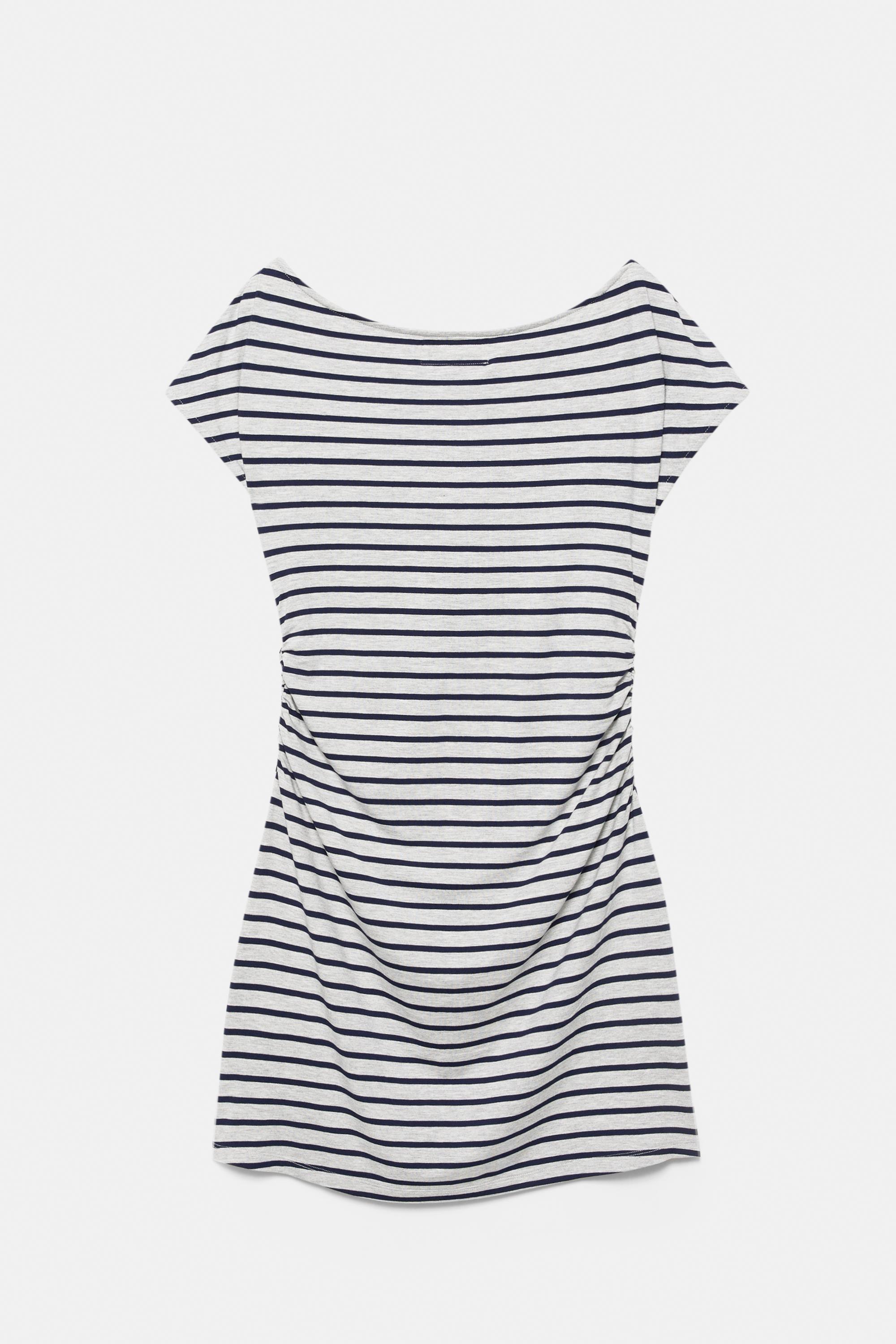 Çok yönlü çizgili kısa elbise