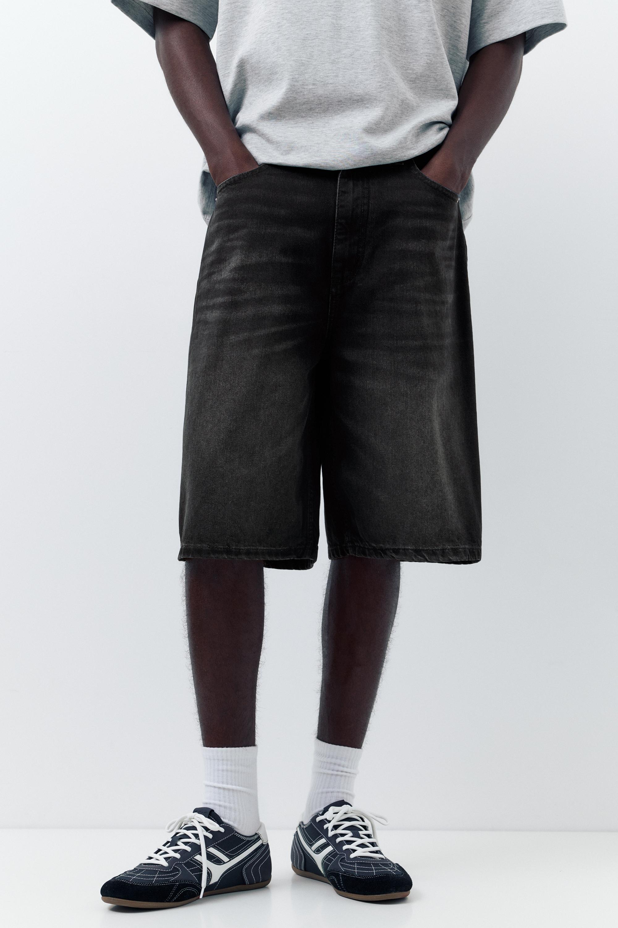 Skater denim Bermuda shorts — Faded black