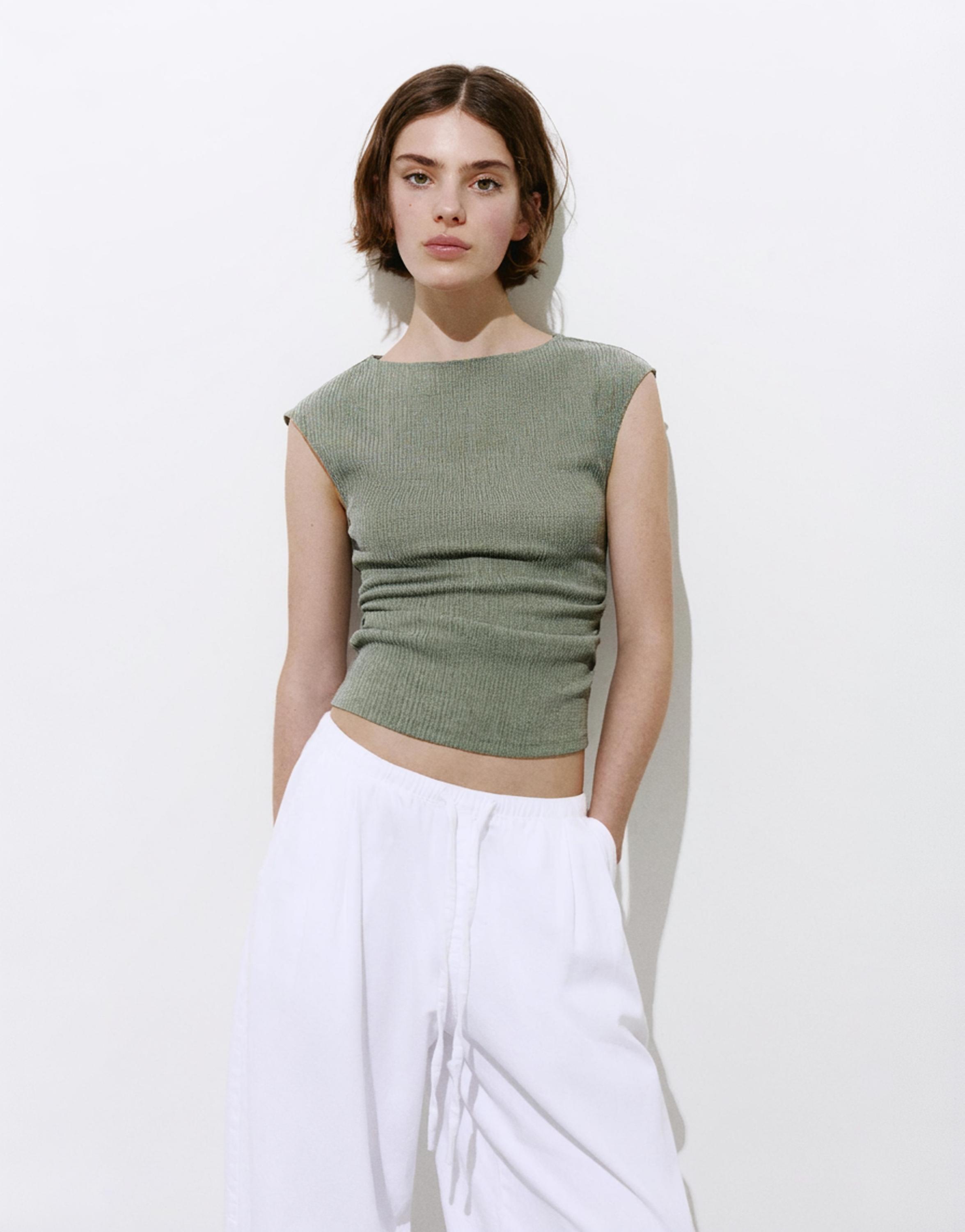 Crepe top — Khaki
