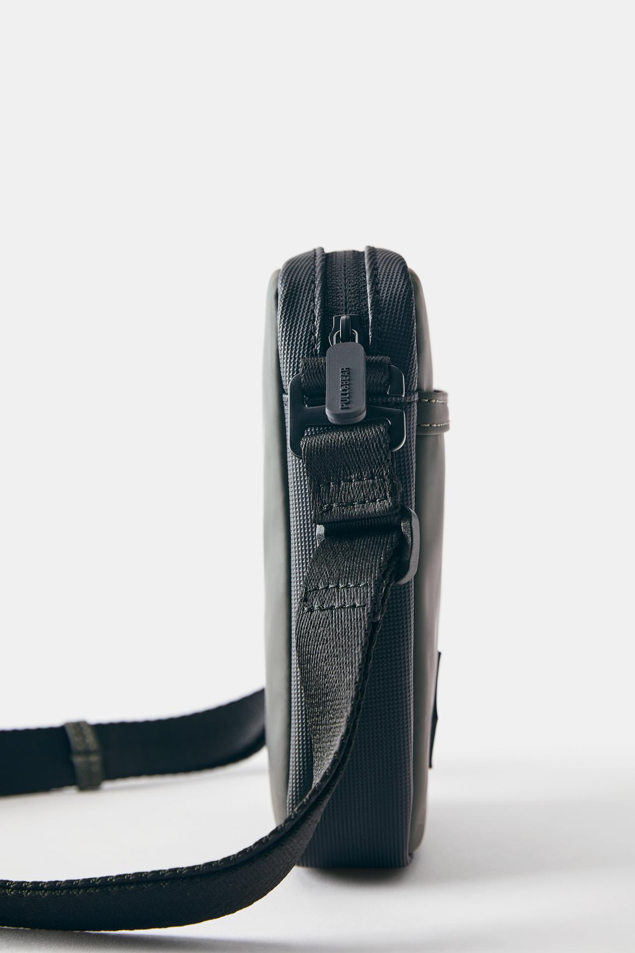 Rubberised crossbody bag — Khaki