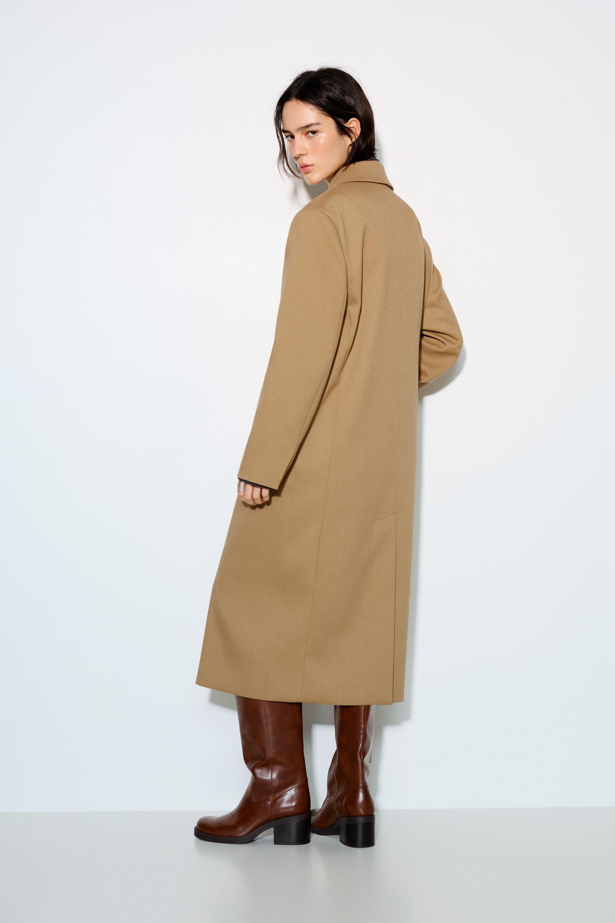 Uzun camel palto - Görsel 12