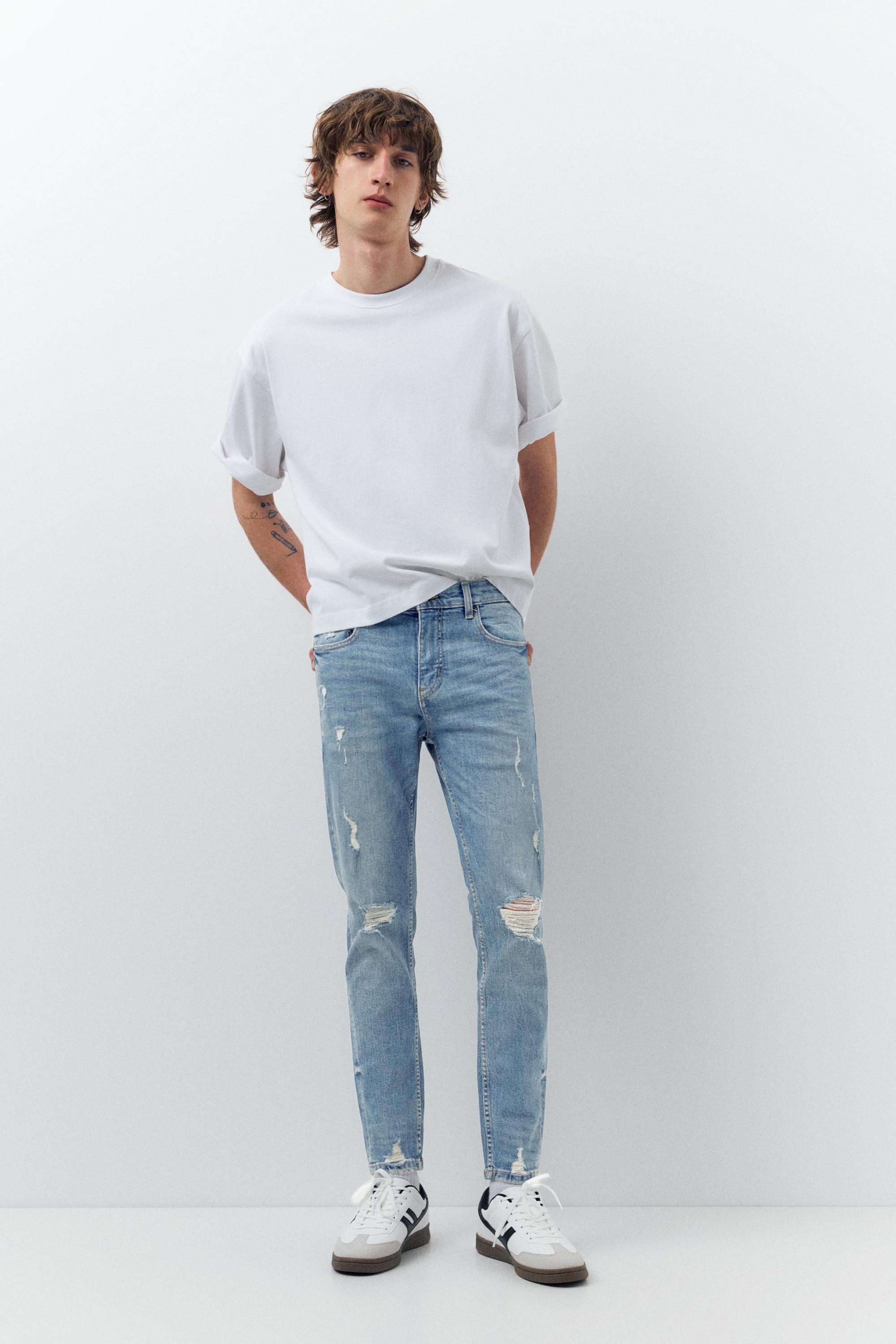 Ripped skinny jeans — Medium blue