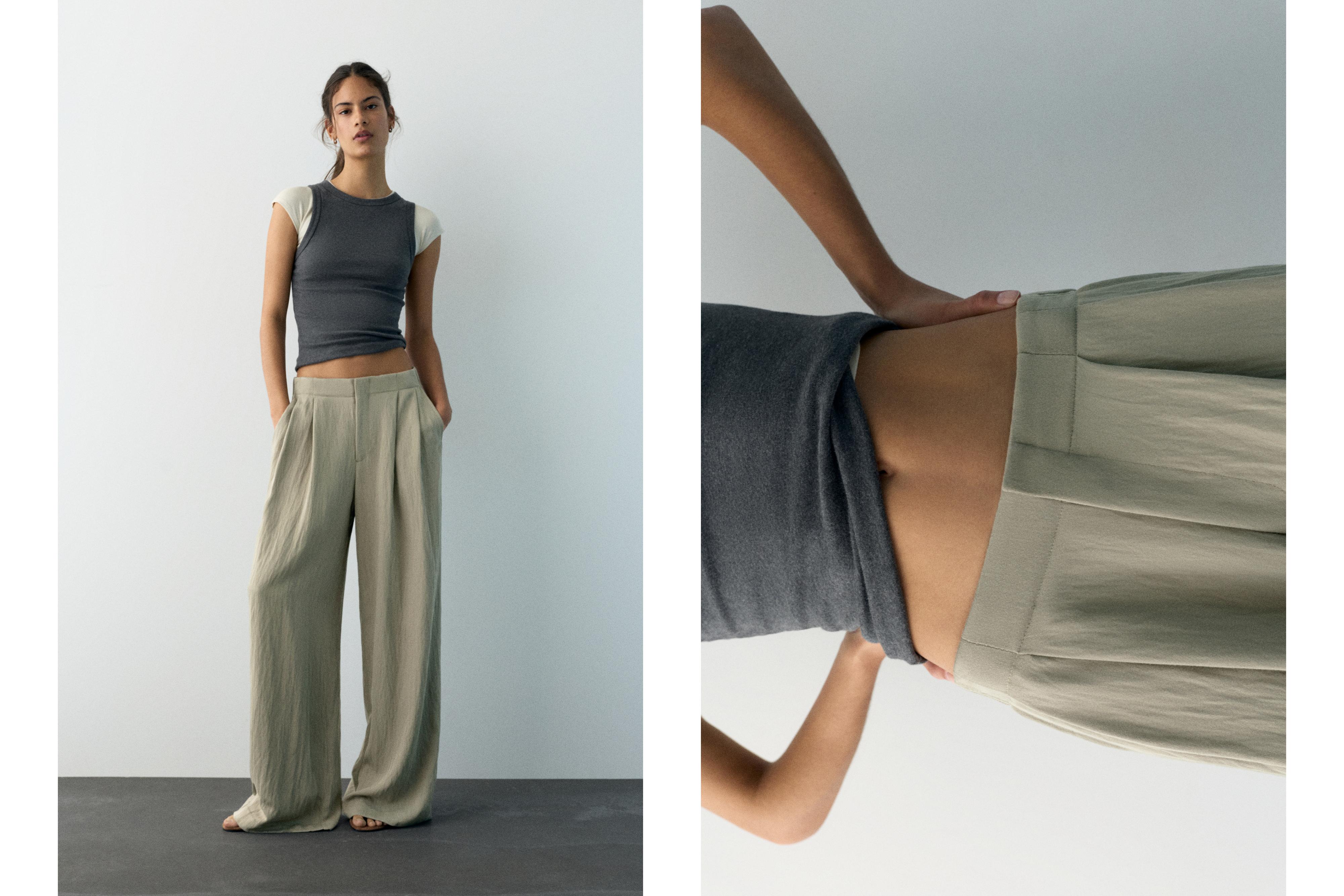 Düğmeli ve fermuarlı, kemer tokalı, önü pensli, elastik belli, tailored fit pantolon. - Görsel 45