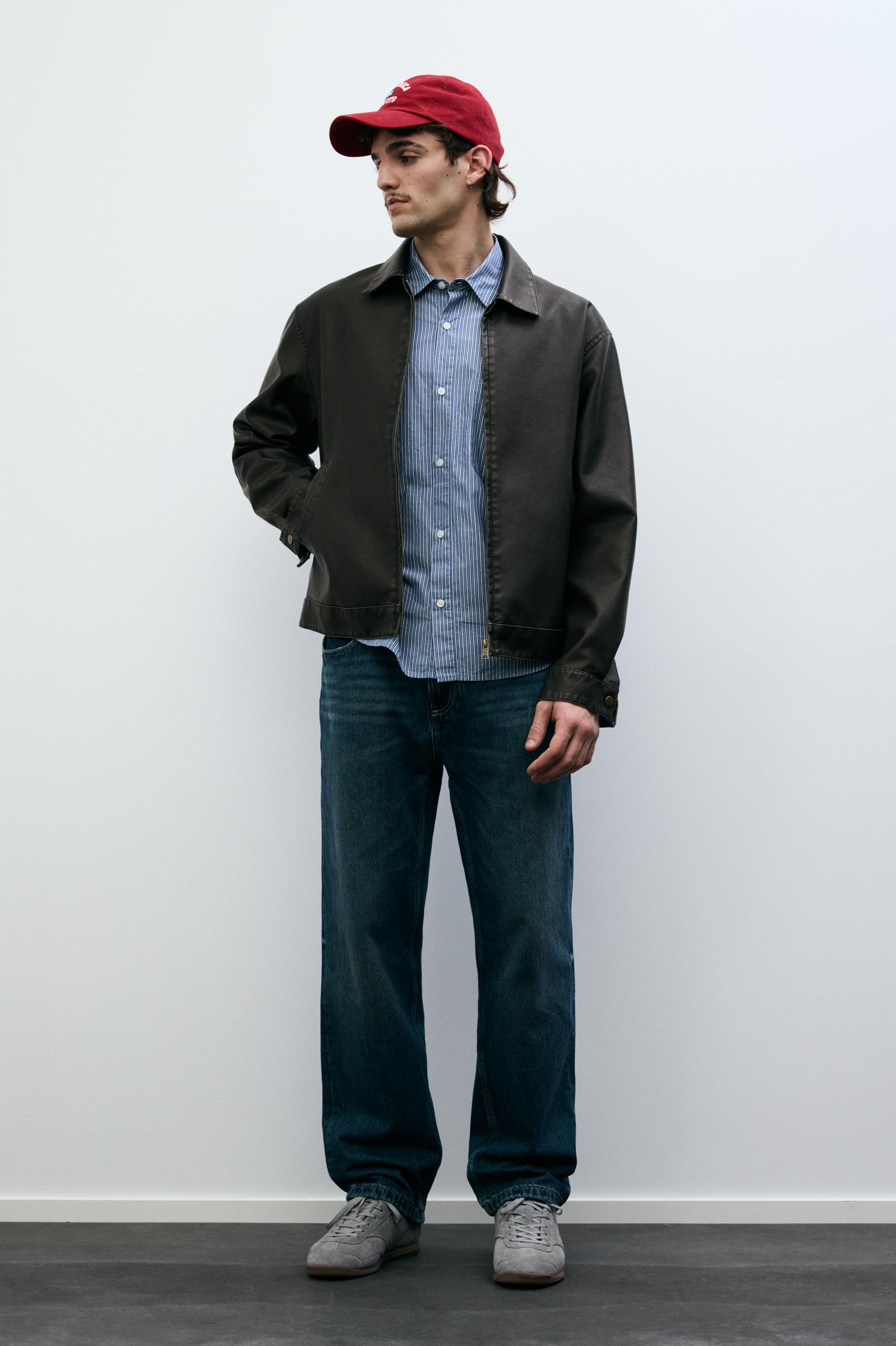 Yıkanmış suni deri ceket - Görsel 49