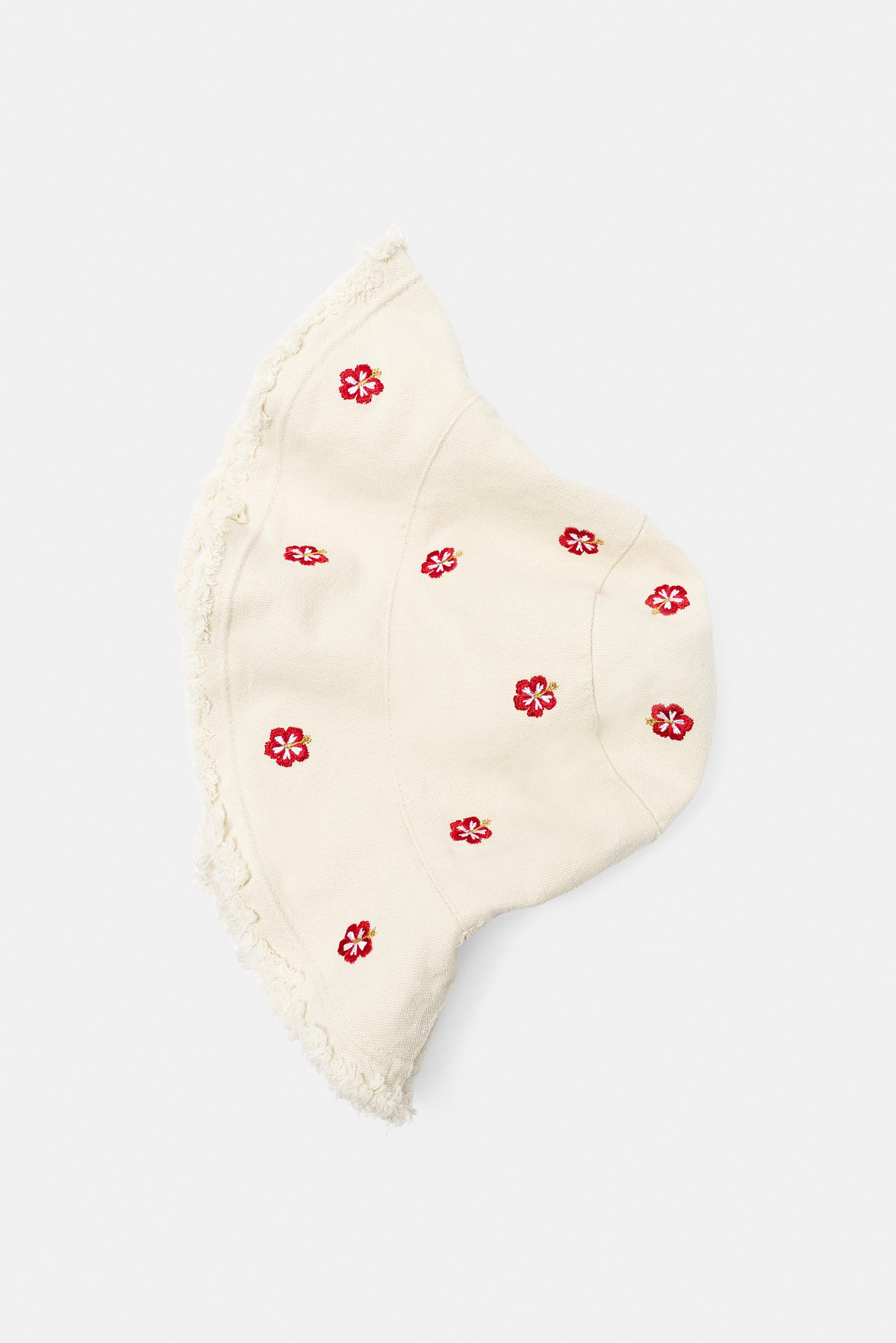 Hibiscus flower bucket hat — Ecru