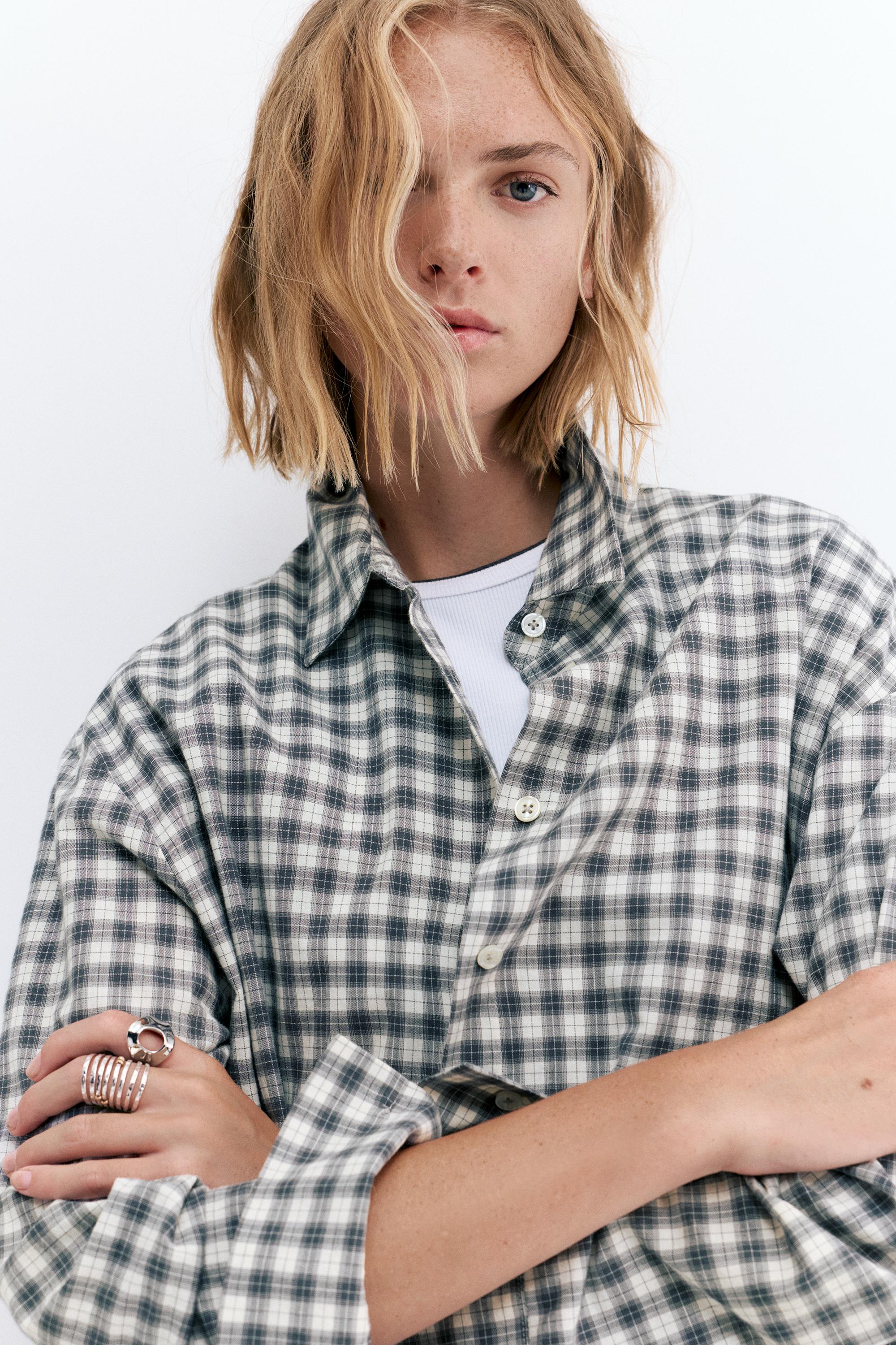 Çok konumlu bandana detaylı kareli gömlek - Görsel 12