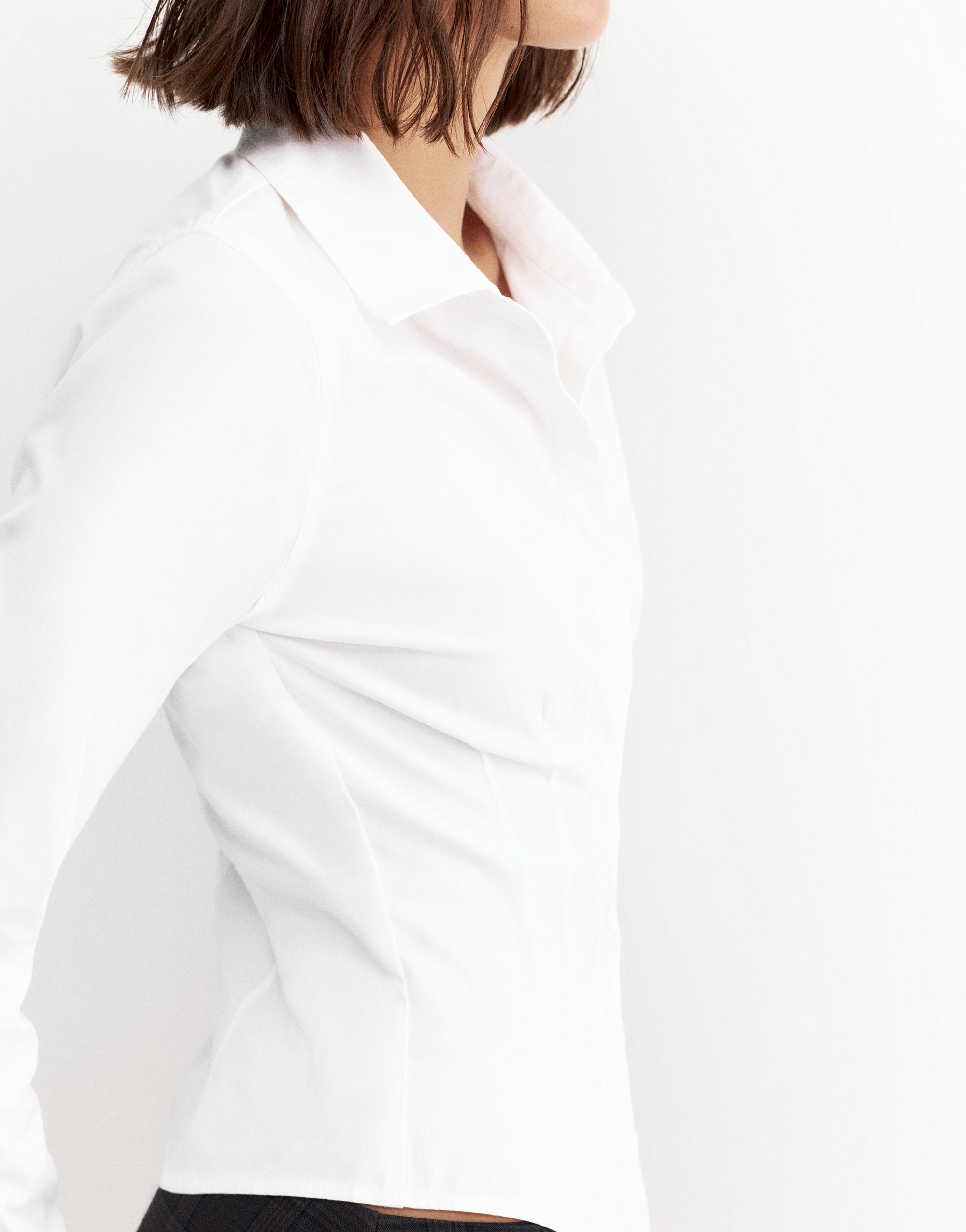 Fitted wide-cuff shirt — White
