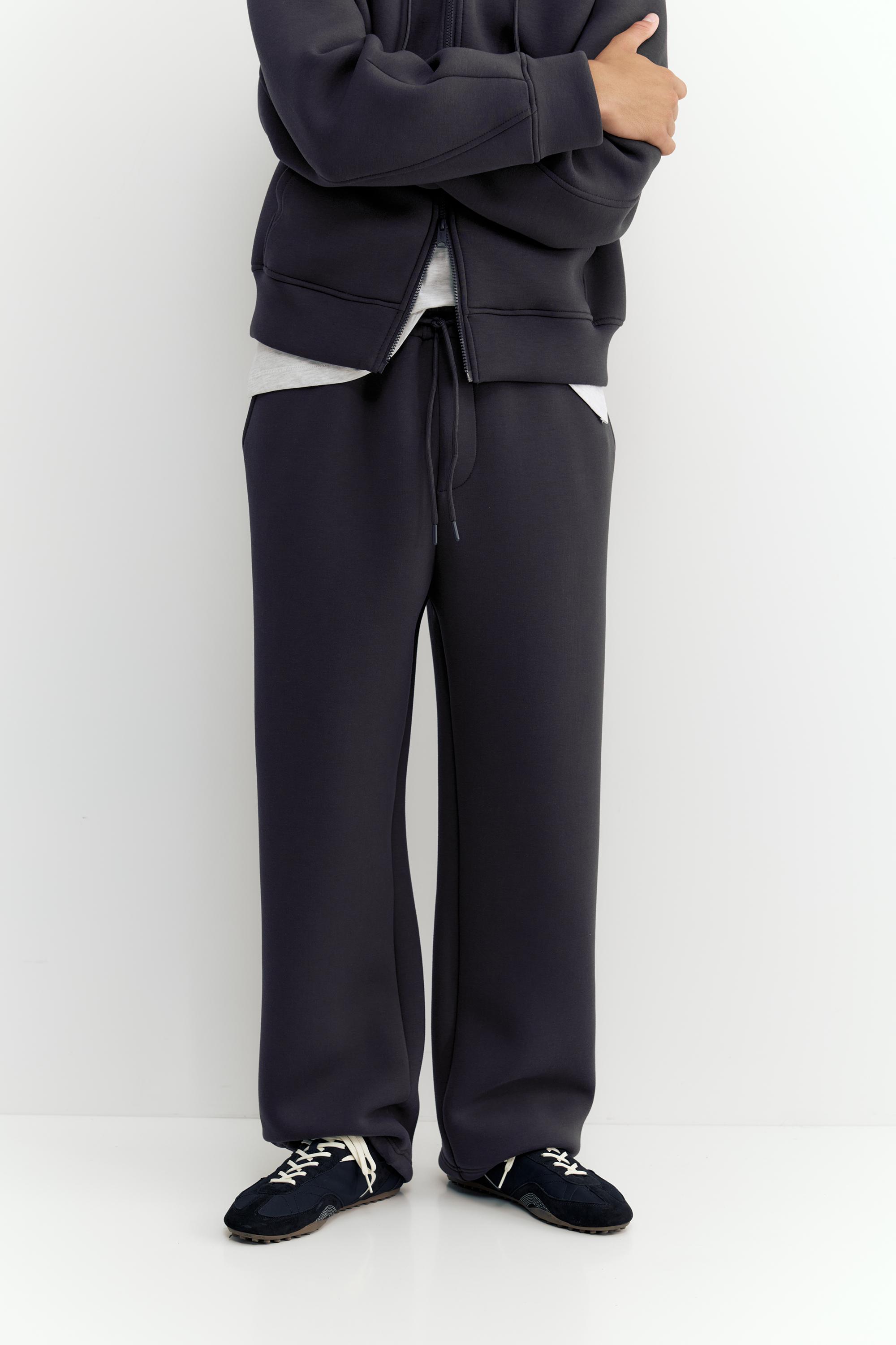 Neoprene-effect baggy trousers — Anthracite grey