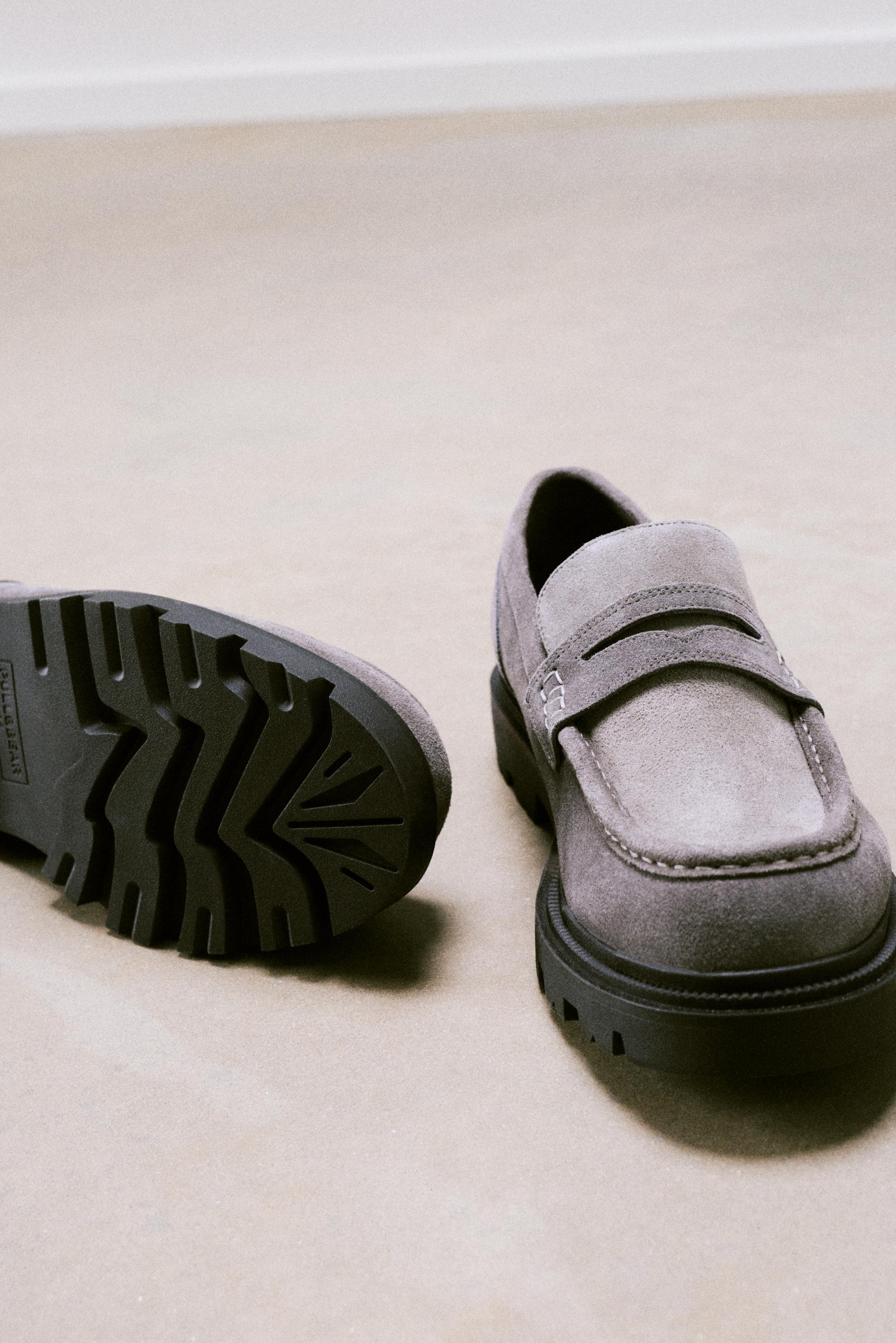Chunky leather loafers — Grey
