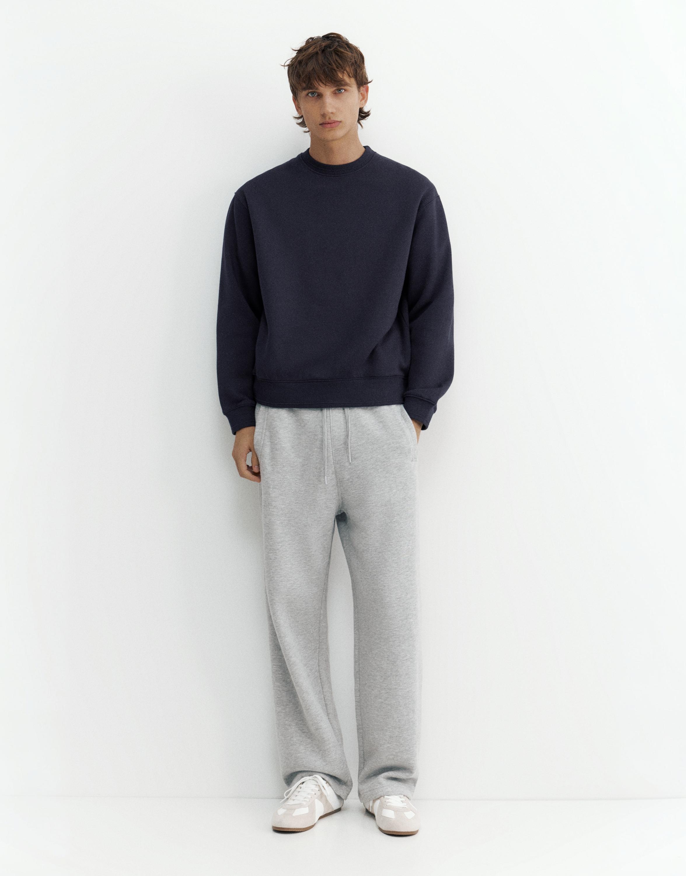 Relaxed fit round neck sweatshirt — Navy