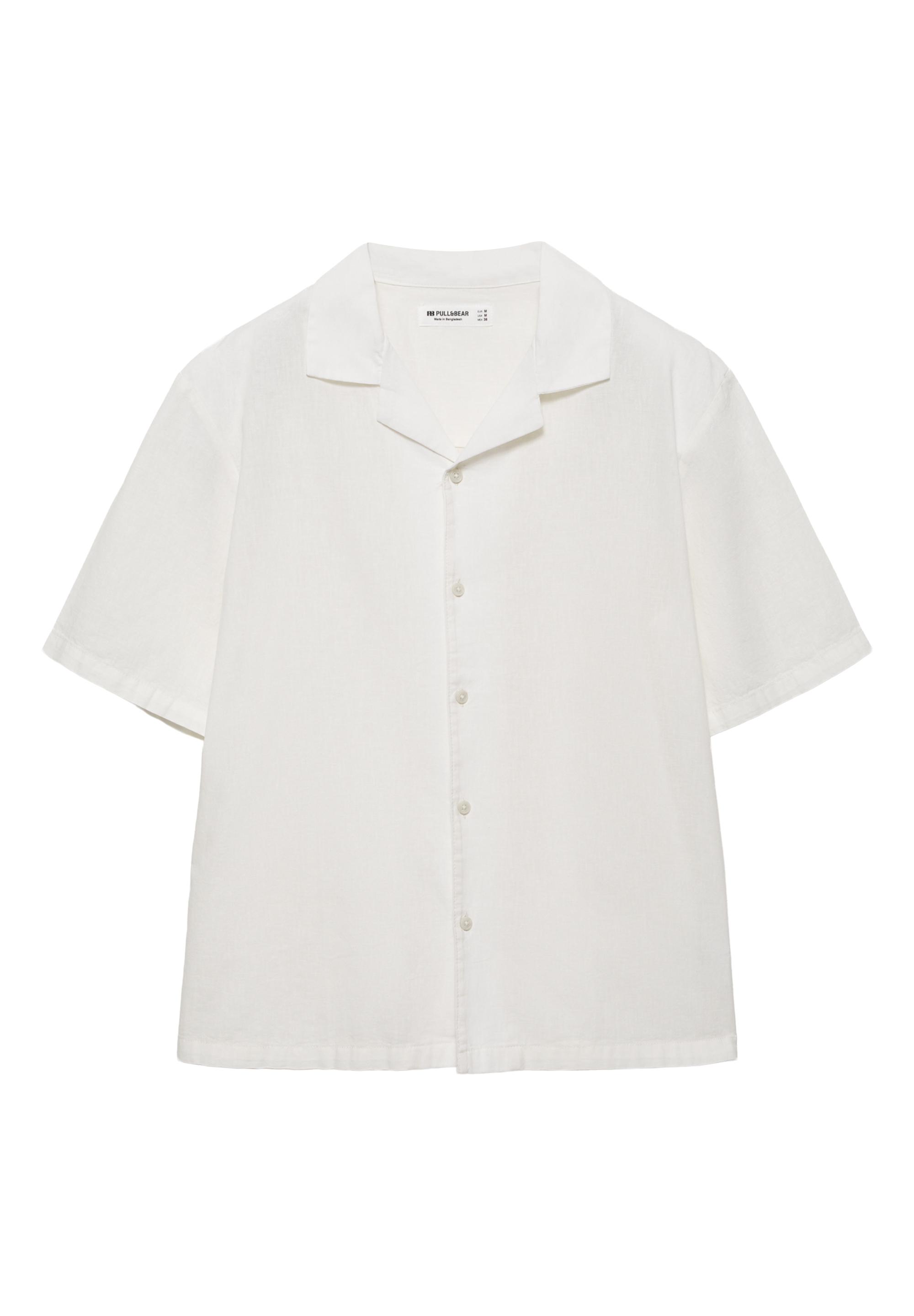 Short sleeve linen blend shirt — Off white