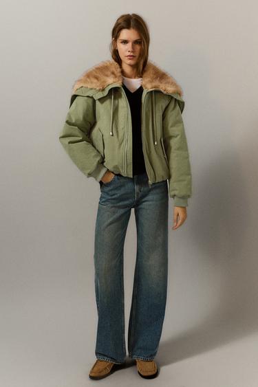 Parka with faux fur collar — Khaki 5