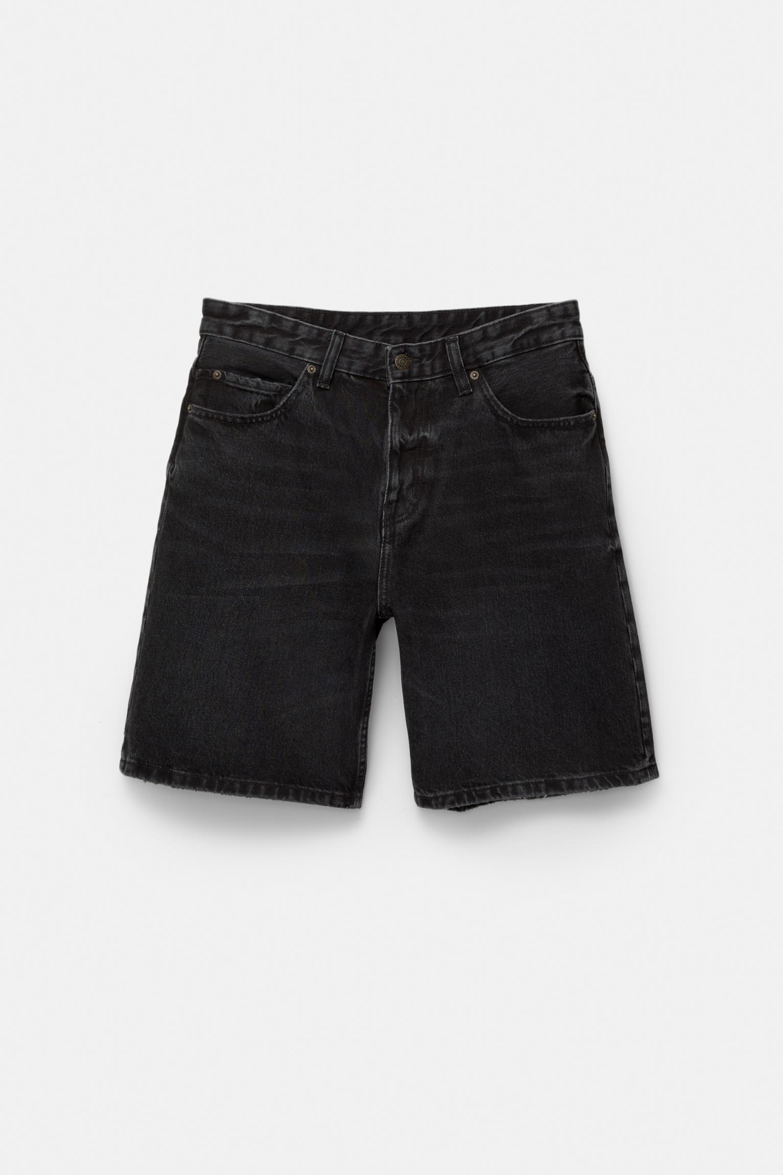 Standard denim Bermuda shorts — Faded black