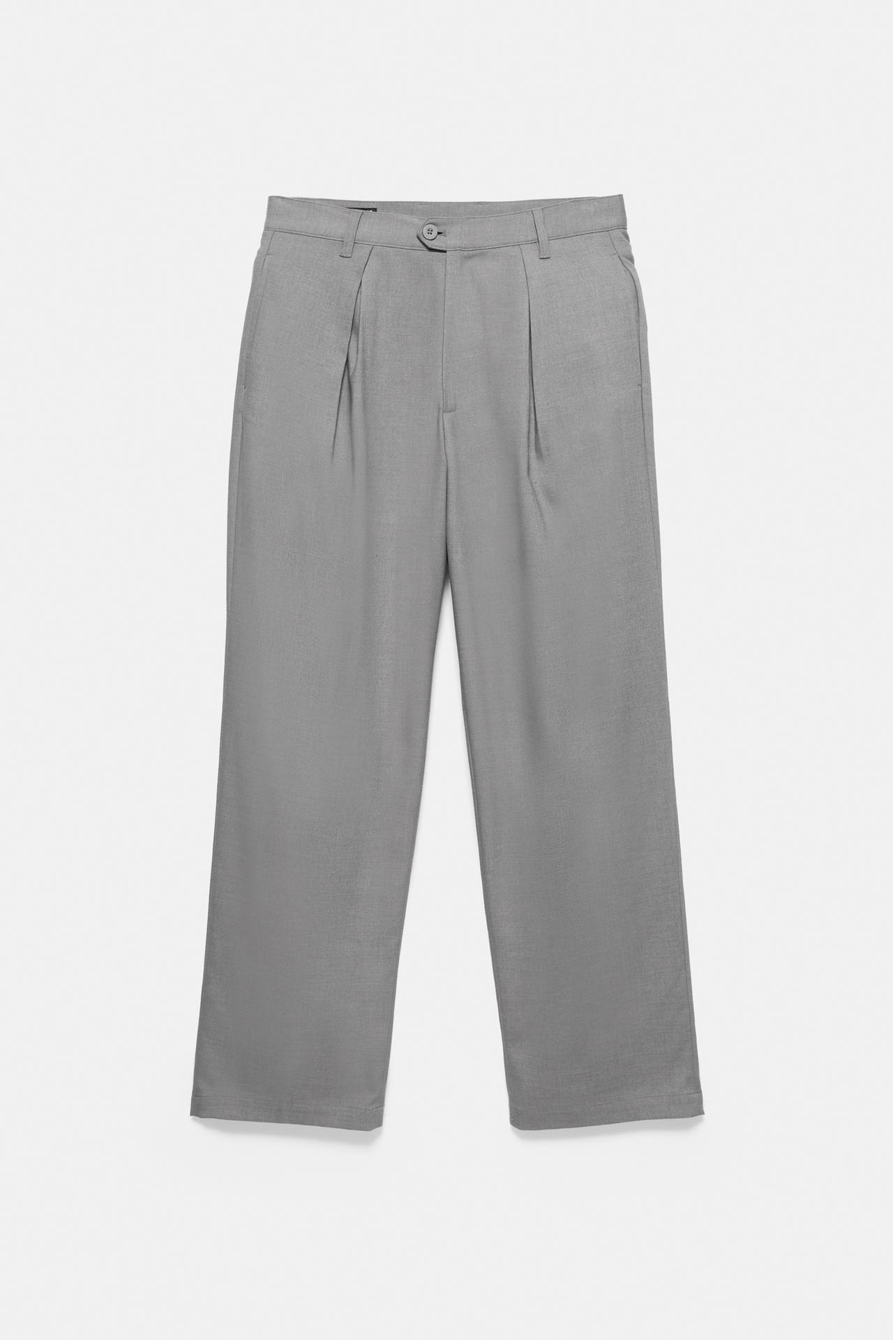 Darted tailored straight trousers — Grey