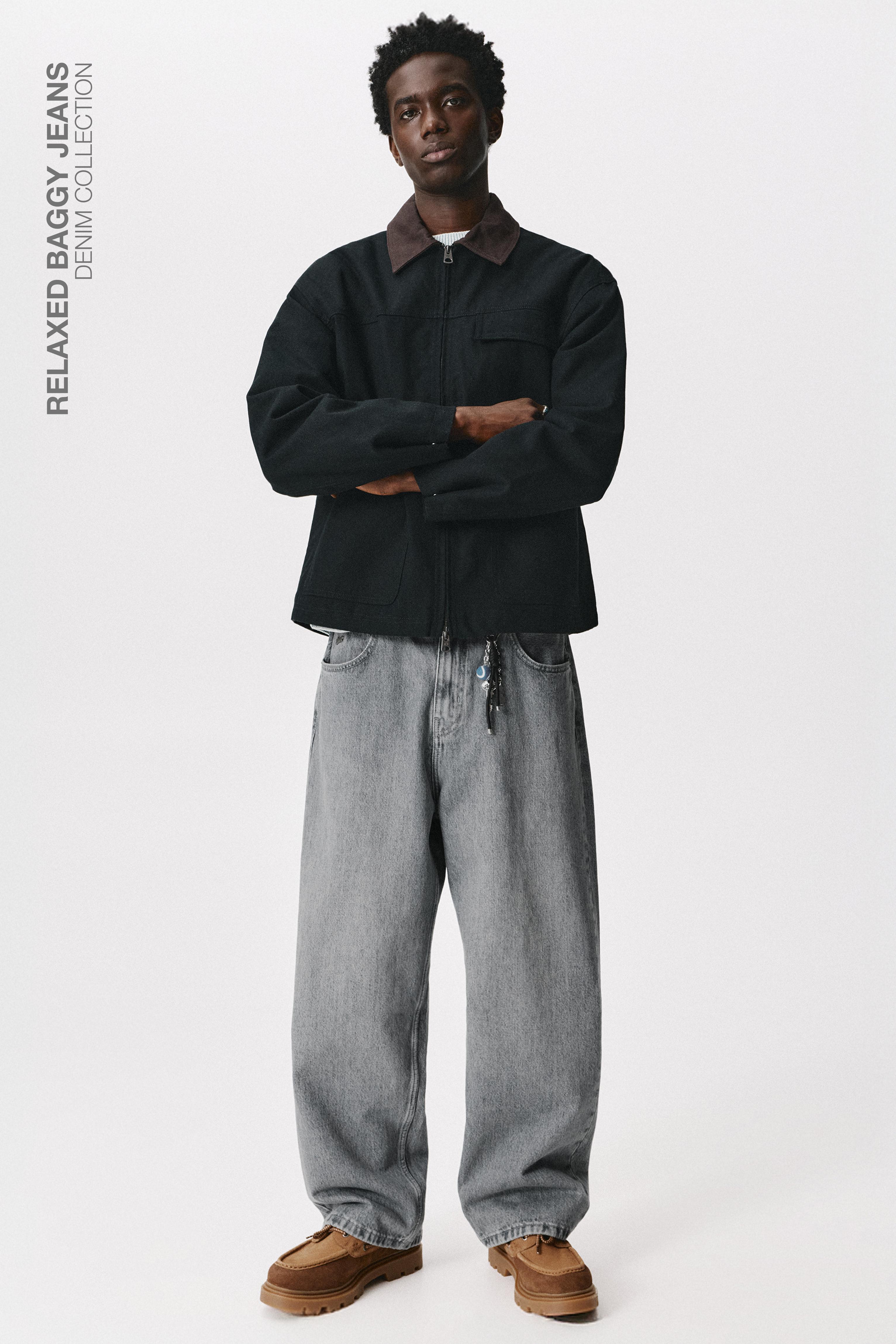 Relaxed fit baggy jeans — Pale grey