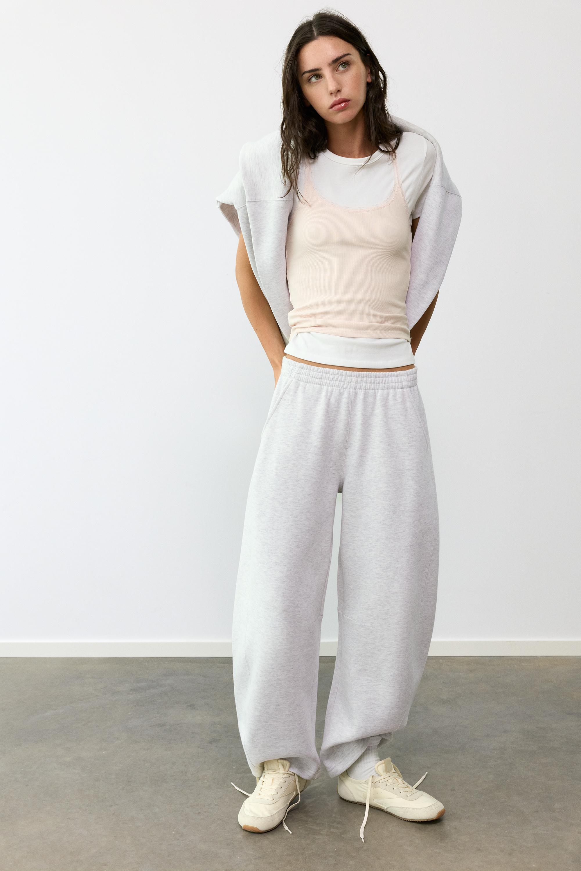 Barrel-leg joggers — Grey marl