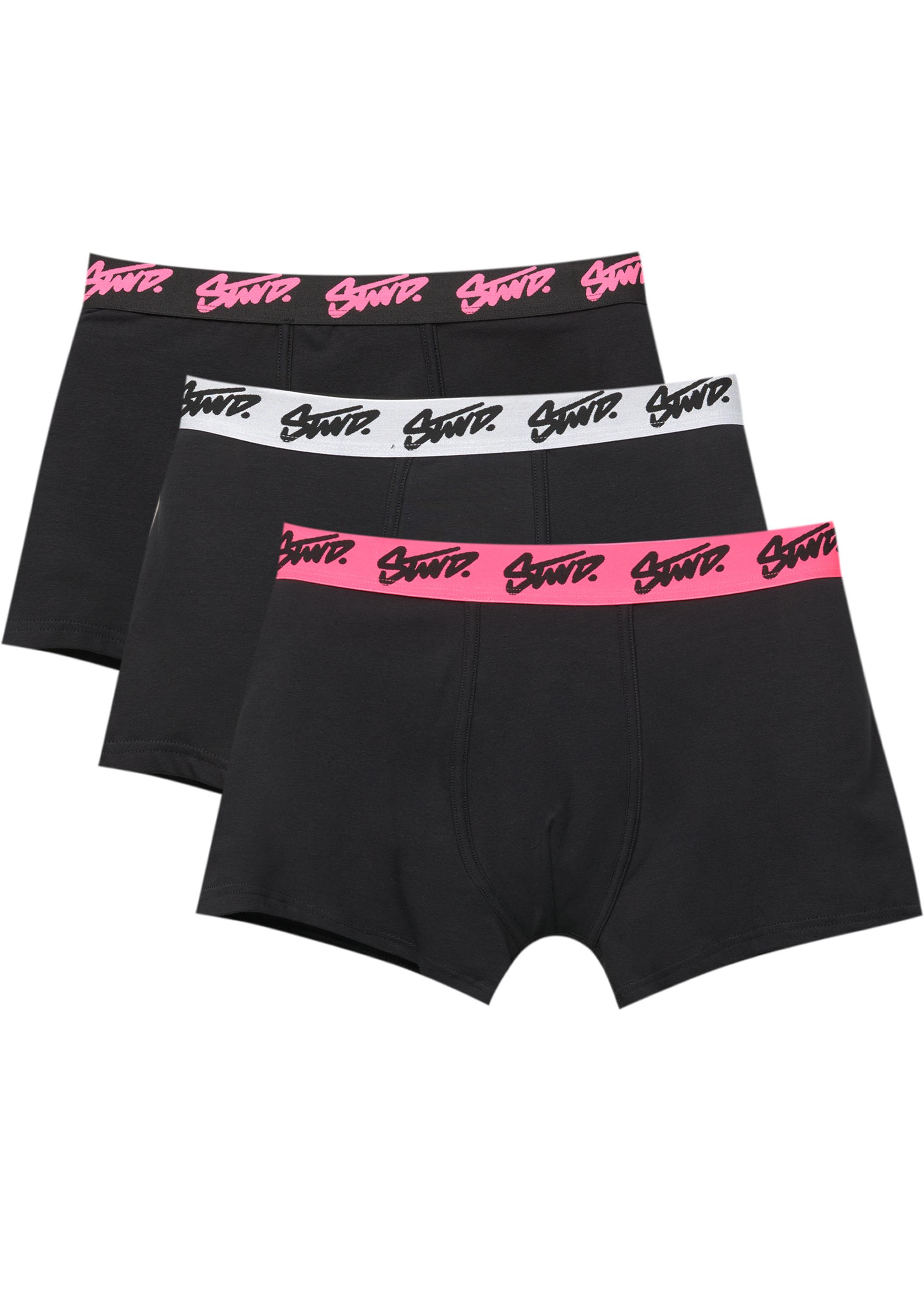 3'lü paket siyah STWD logolu pembe boxer - Görsel 2