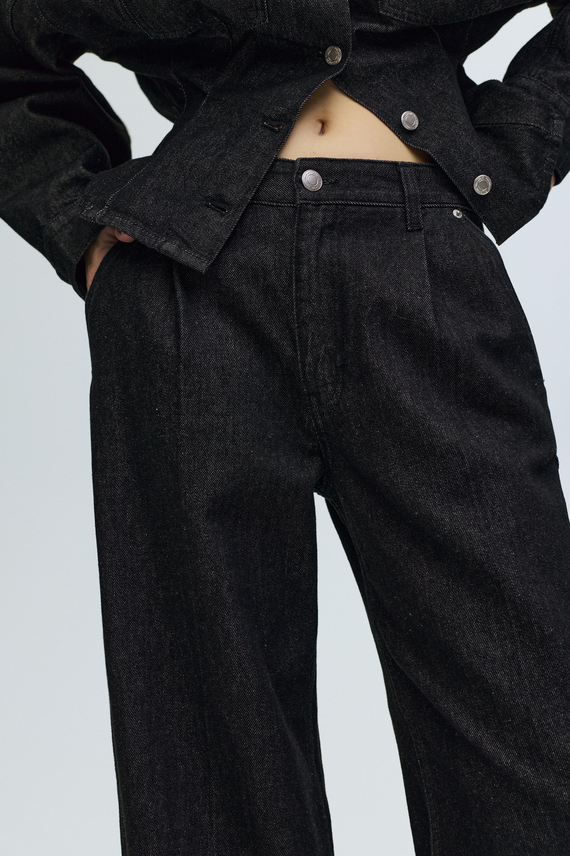 Relaxed fit wide-leg jeans — Black