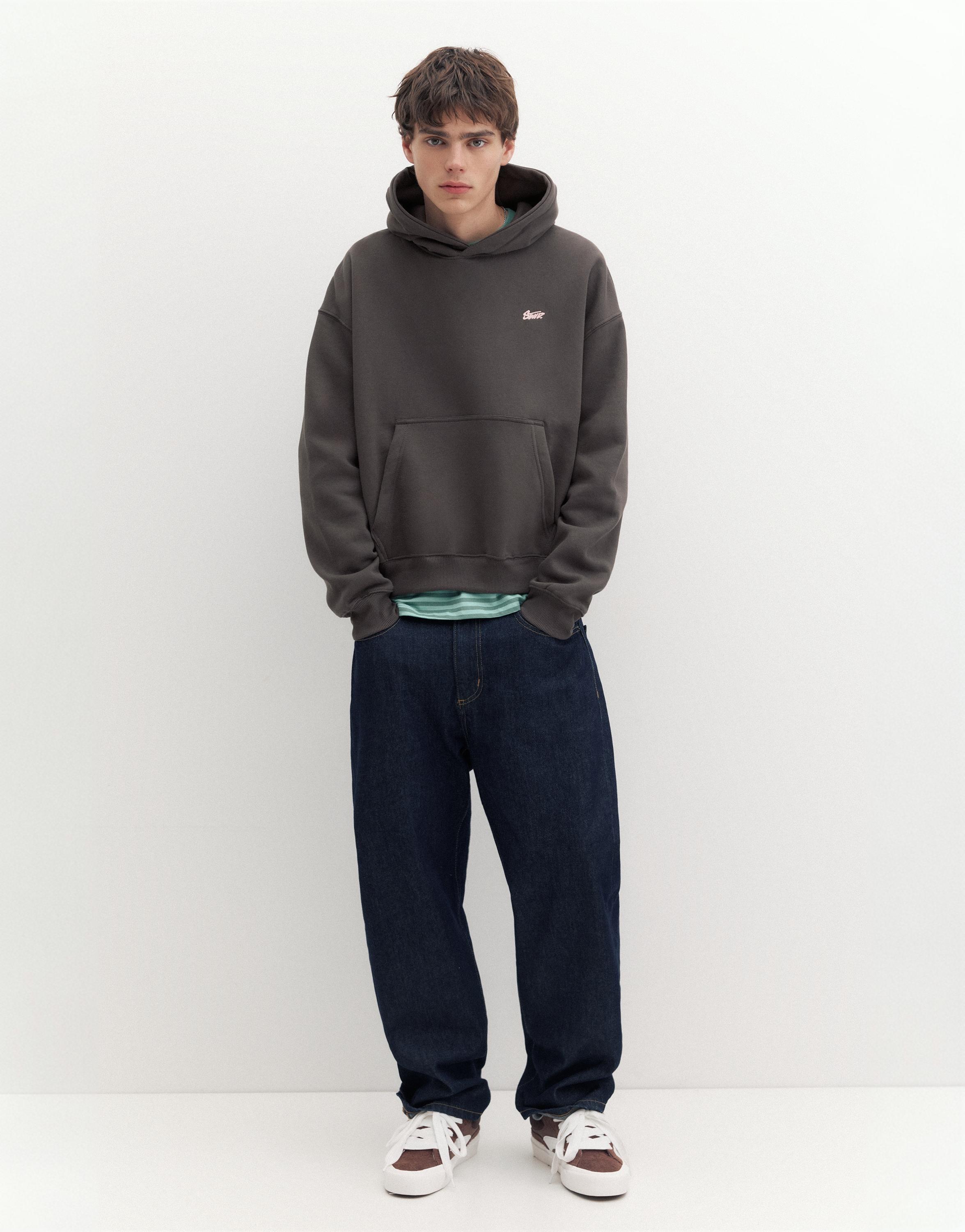 STWD logo boxy hoodie — Anthracite grey