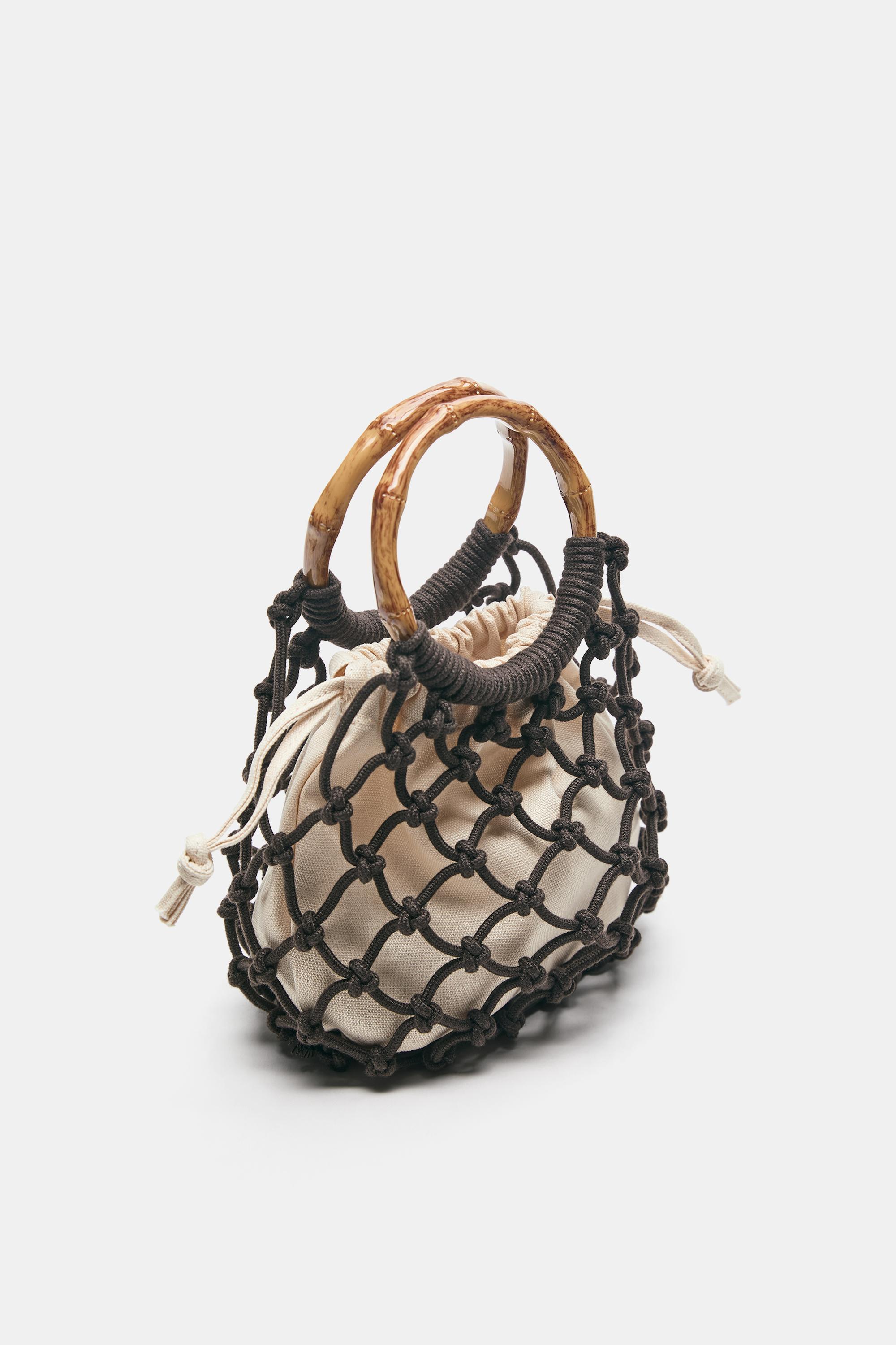 Mesh handbag — Brown