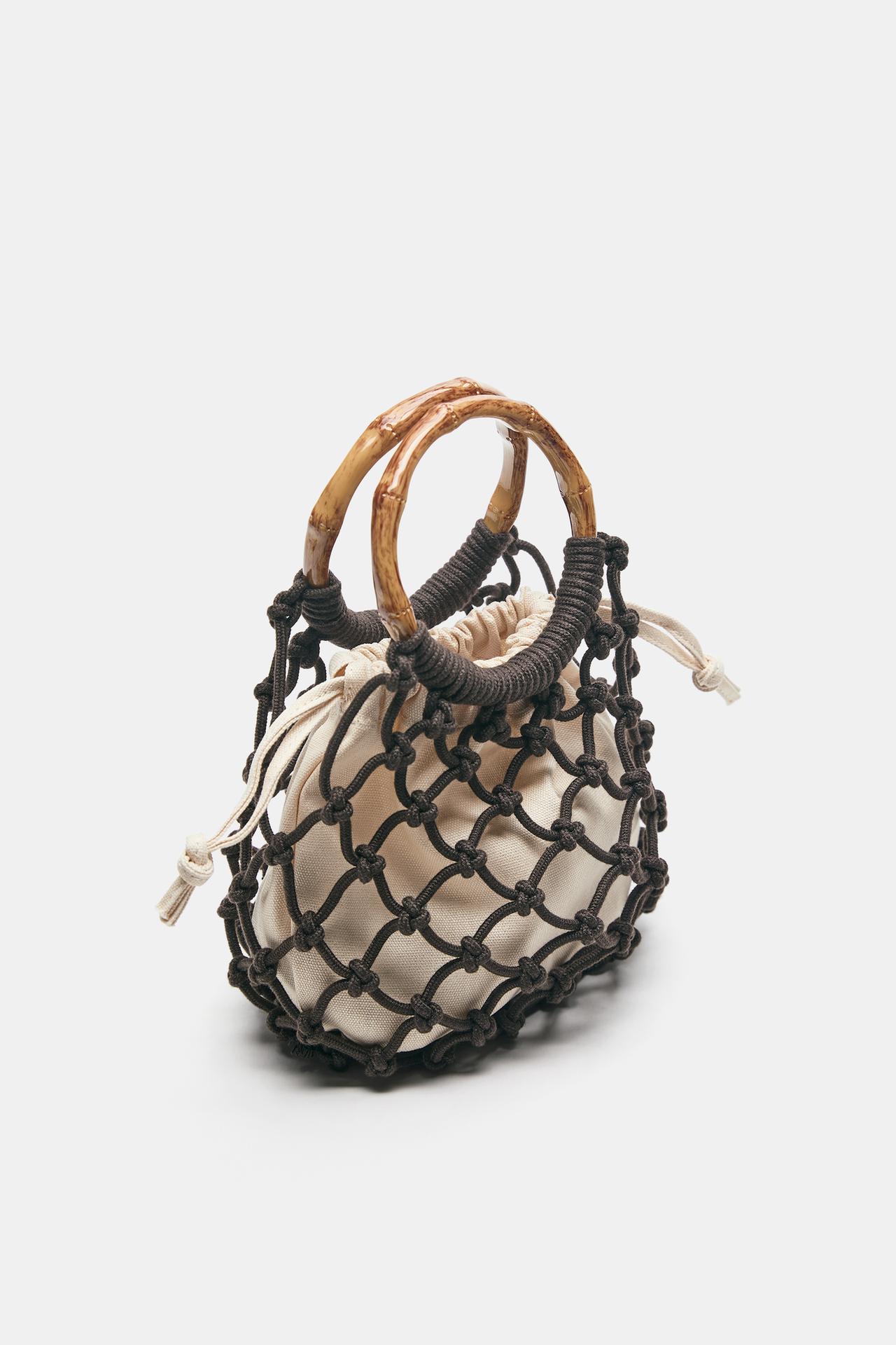 Mesh handbag — Brown