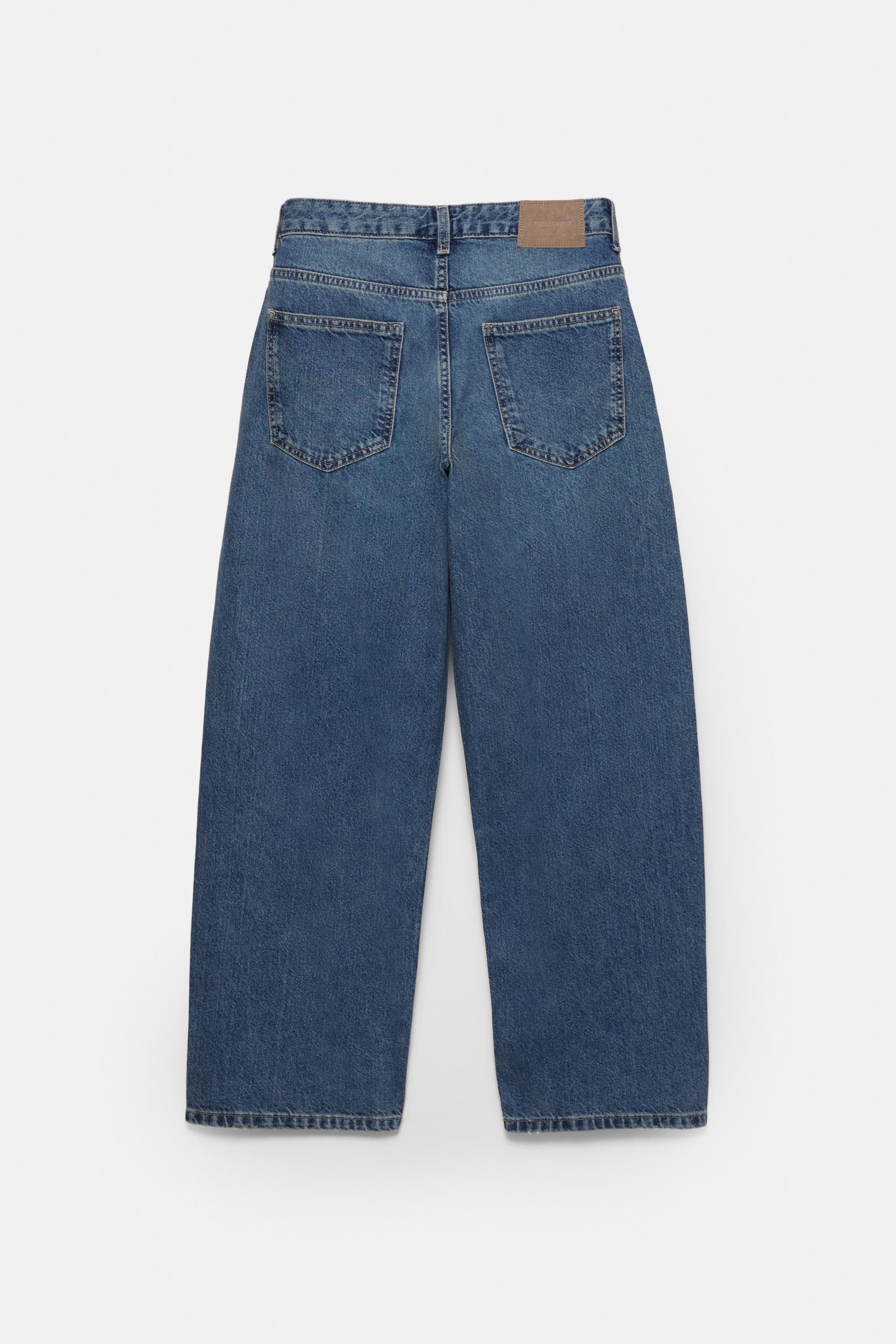 Low-rise barrel jeans — Medium blue