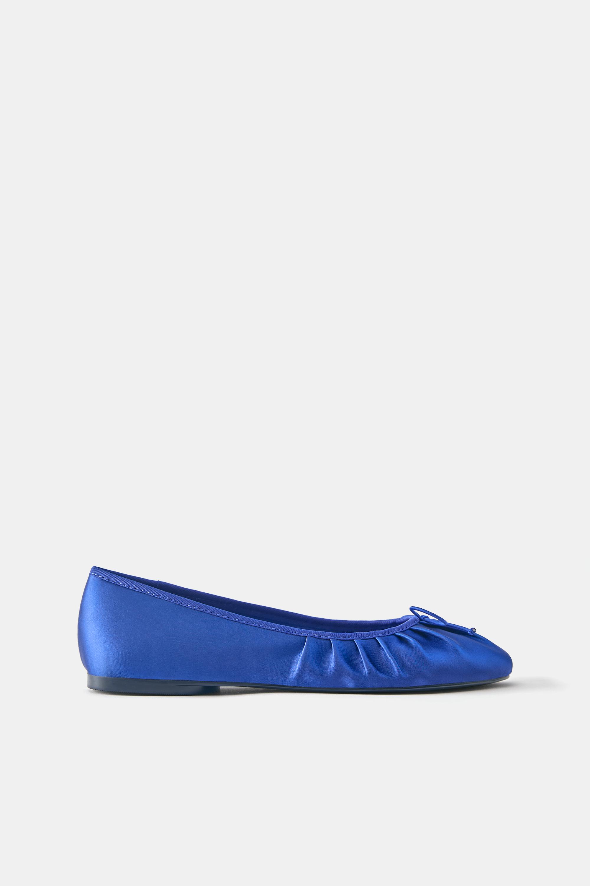 Gathered ballerina pumps — Blue