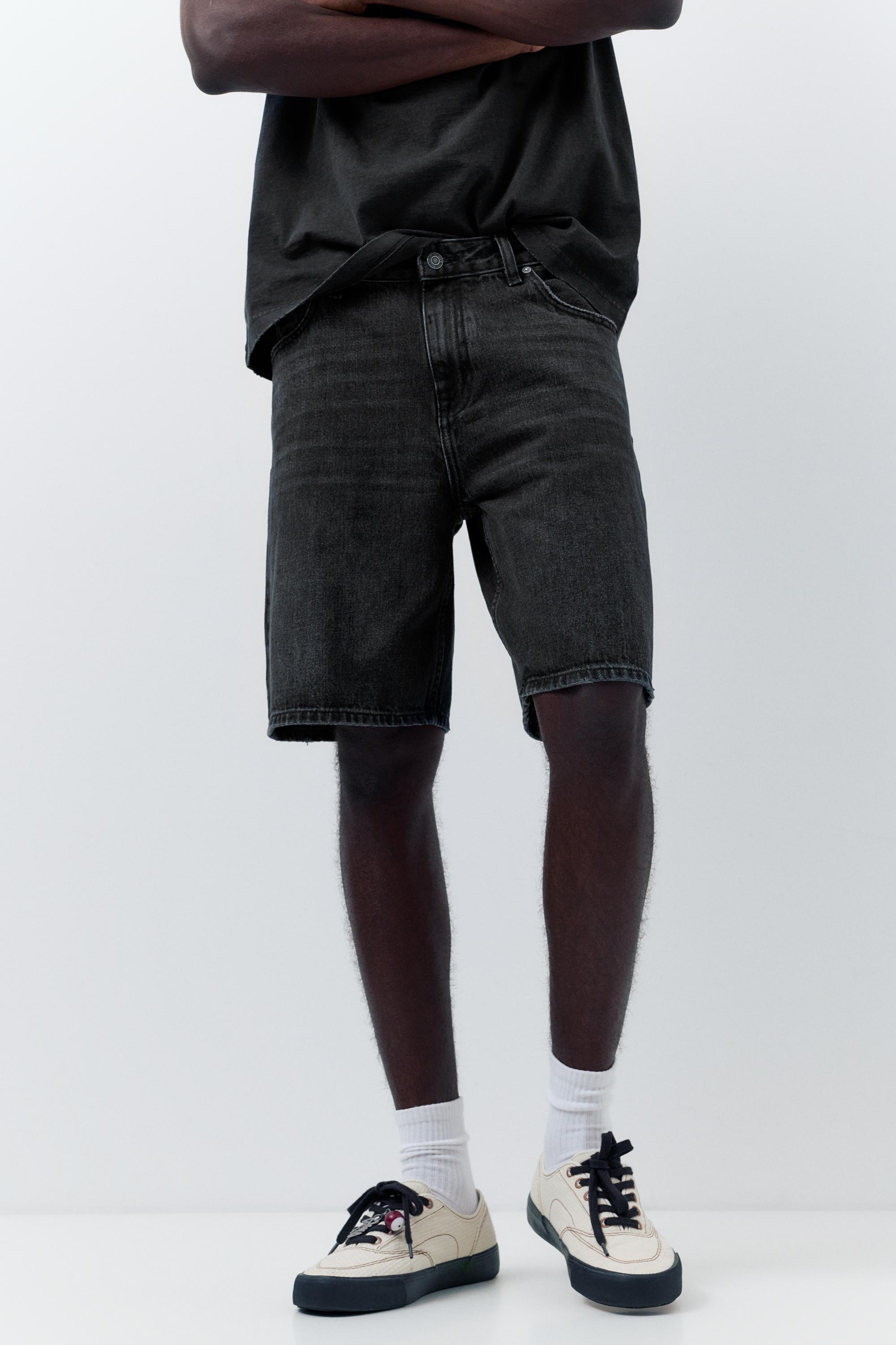 Standard denim Bermuda shorts — Faded black