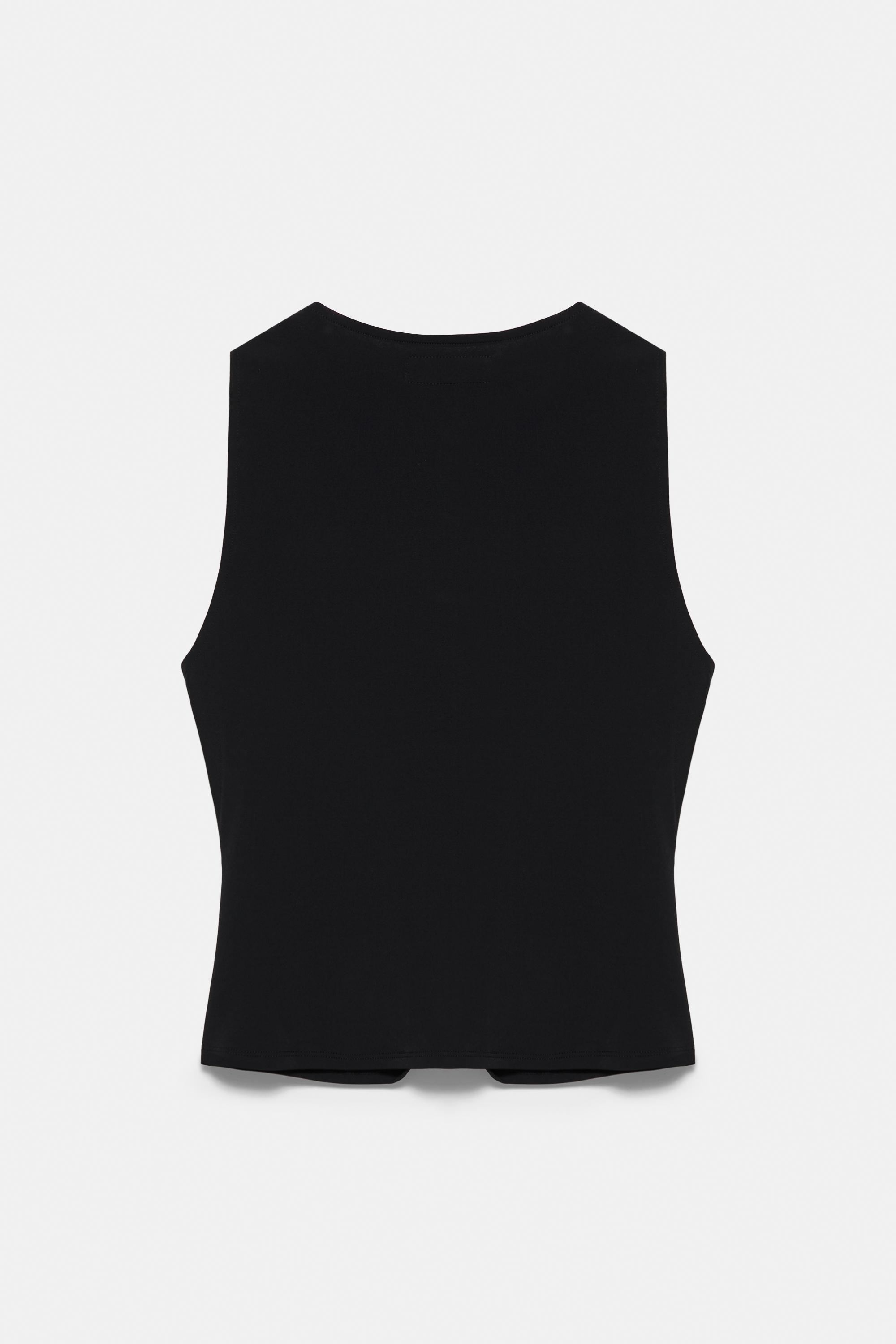 Cut-out embellished top — Black
