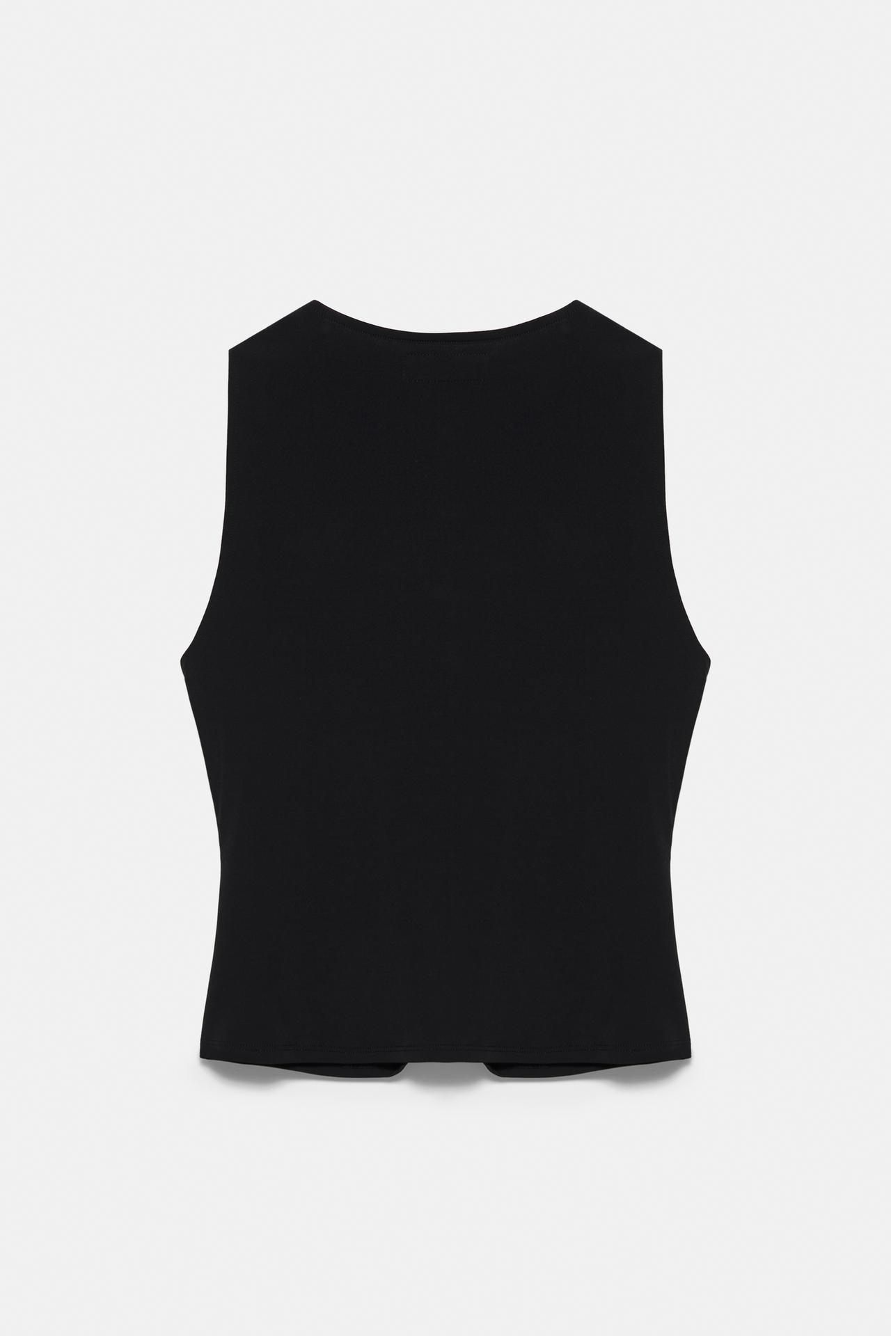 Cut-out embellished top — Black