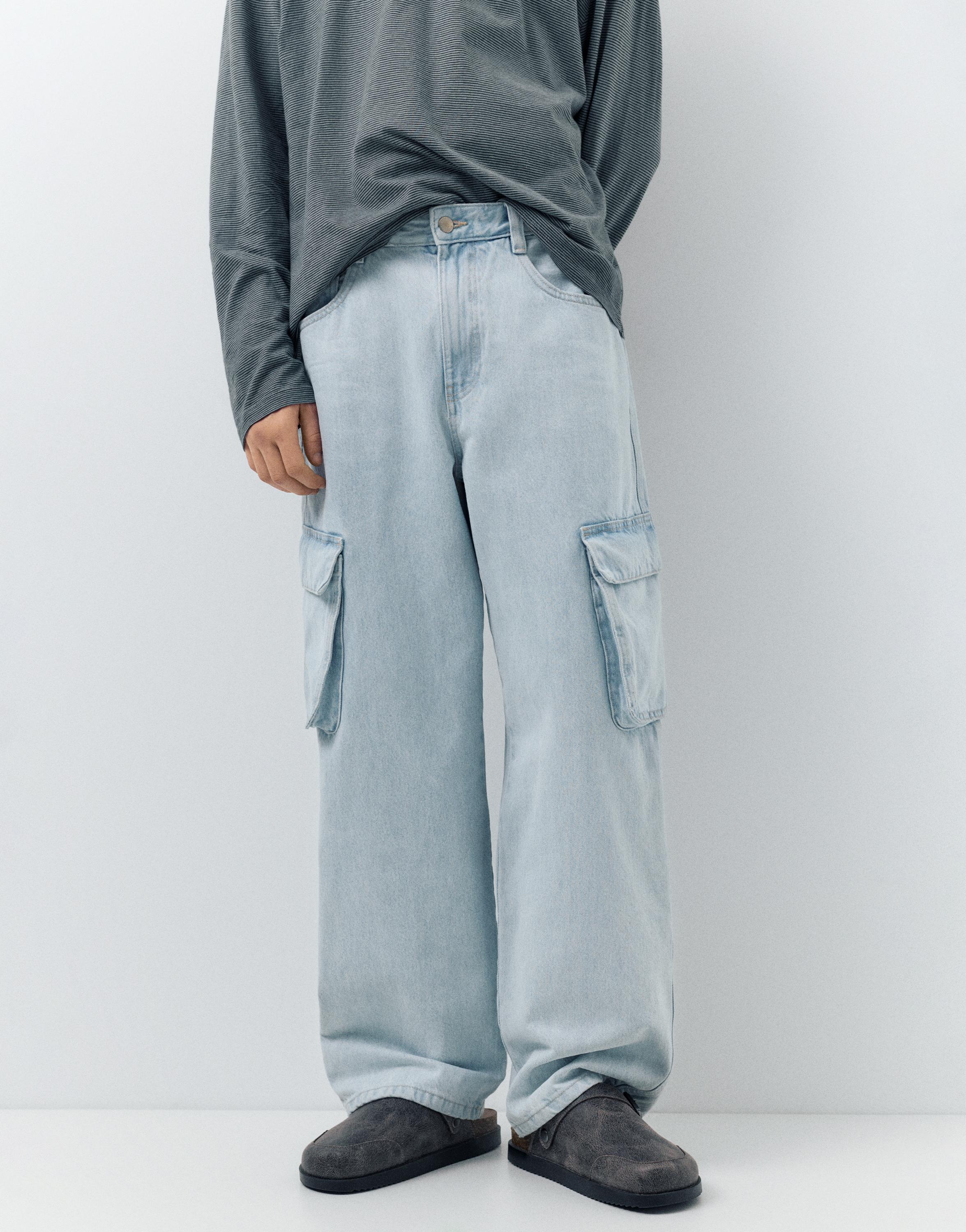 Baggy cargo jeans — Pale blue