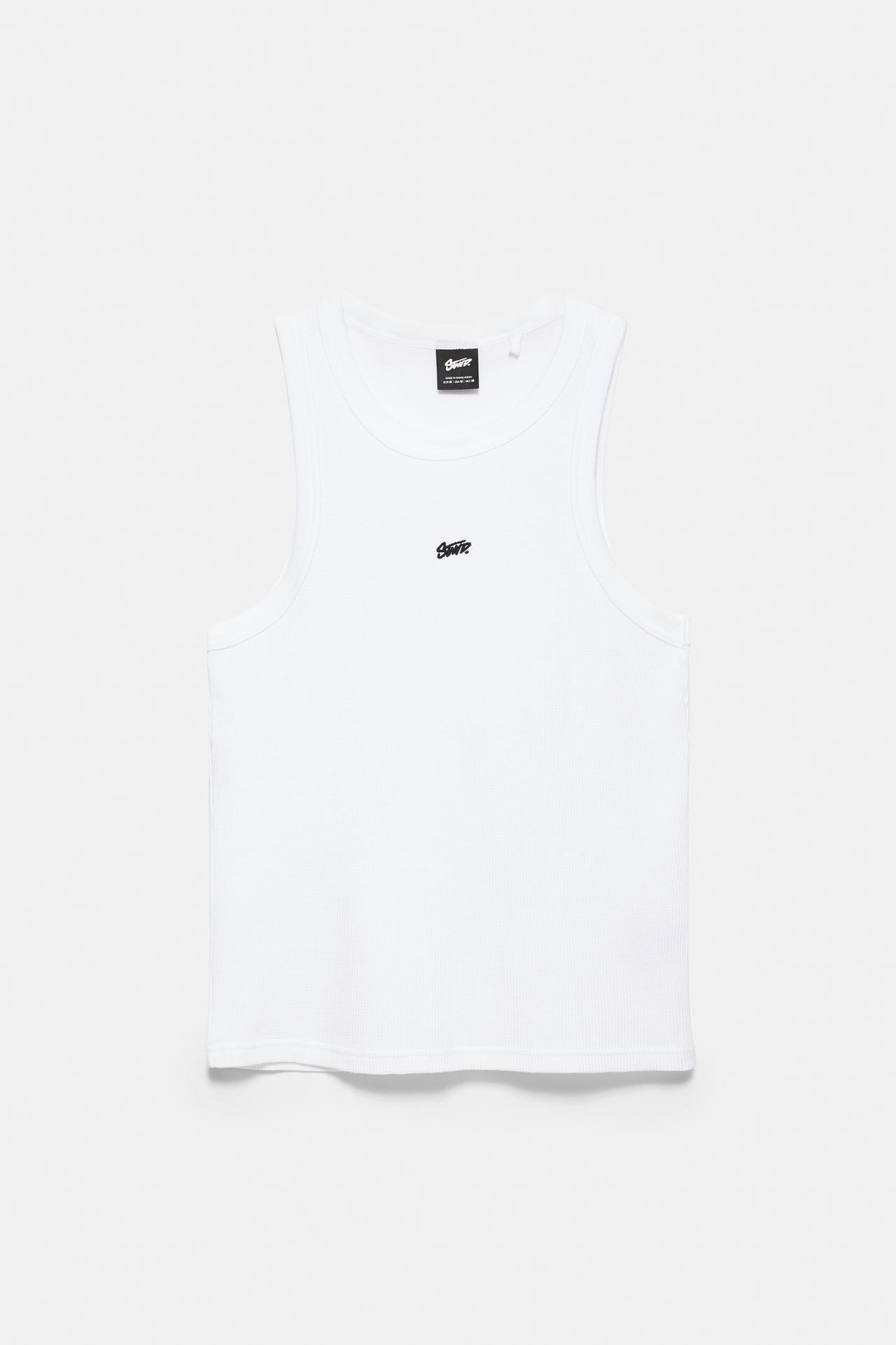 STWD waffle-knit vest — White