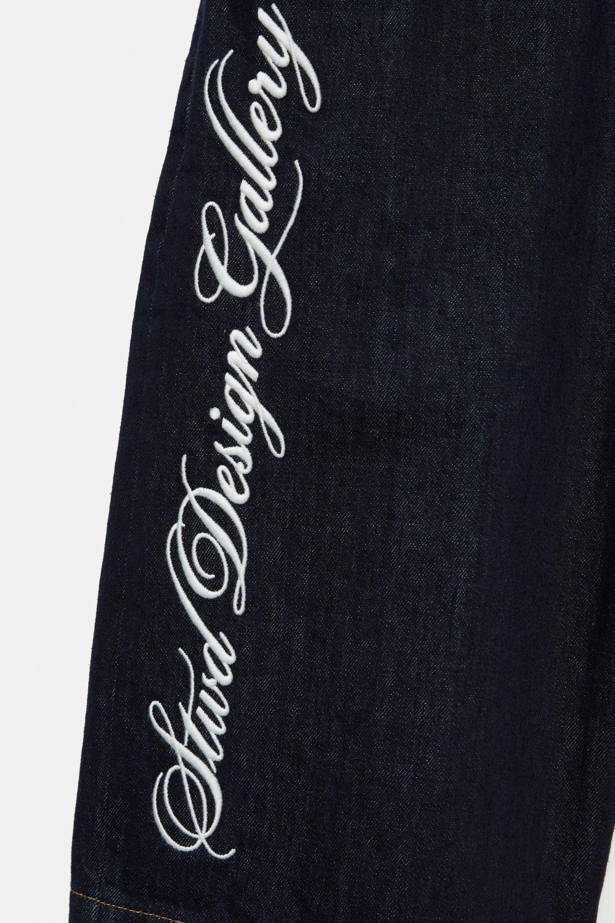 Text skater denim Bermuda shorts — Navy