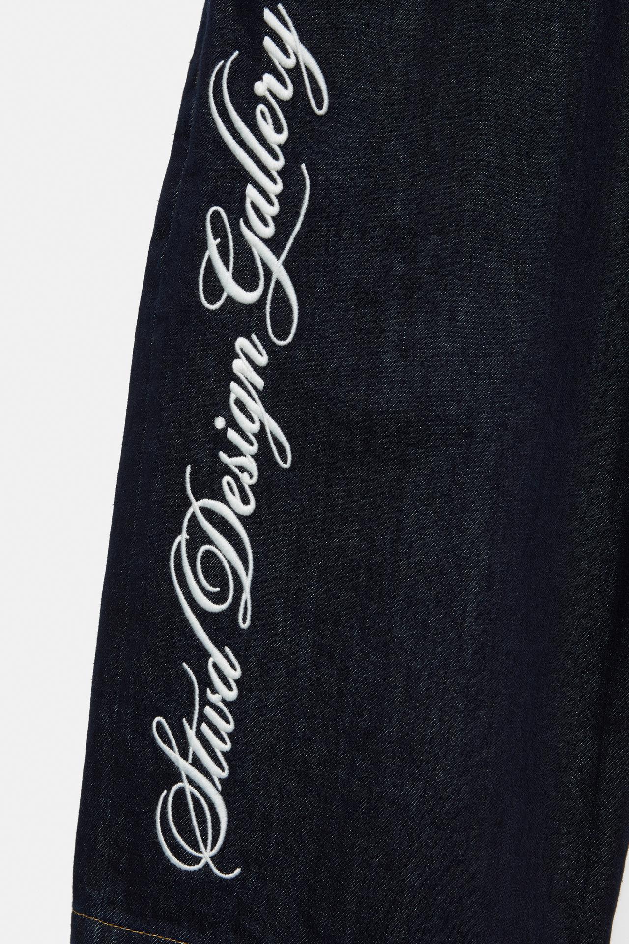 Text skater denim Bermuda shorts — Navy