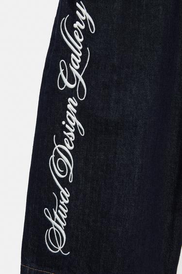 Text skater denim Bermuda shorts — Navy 8