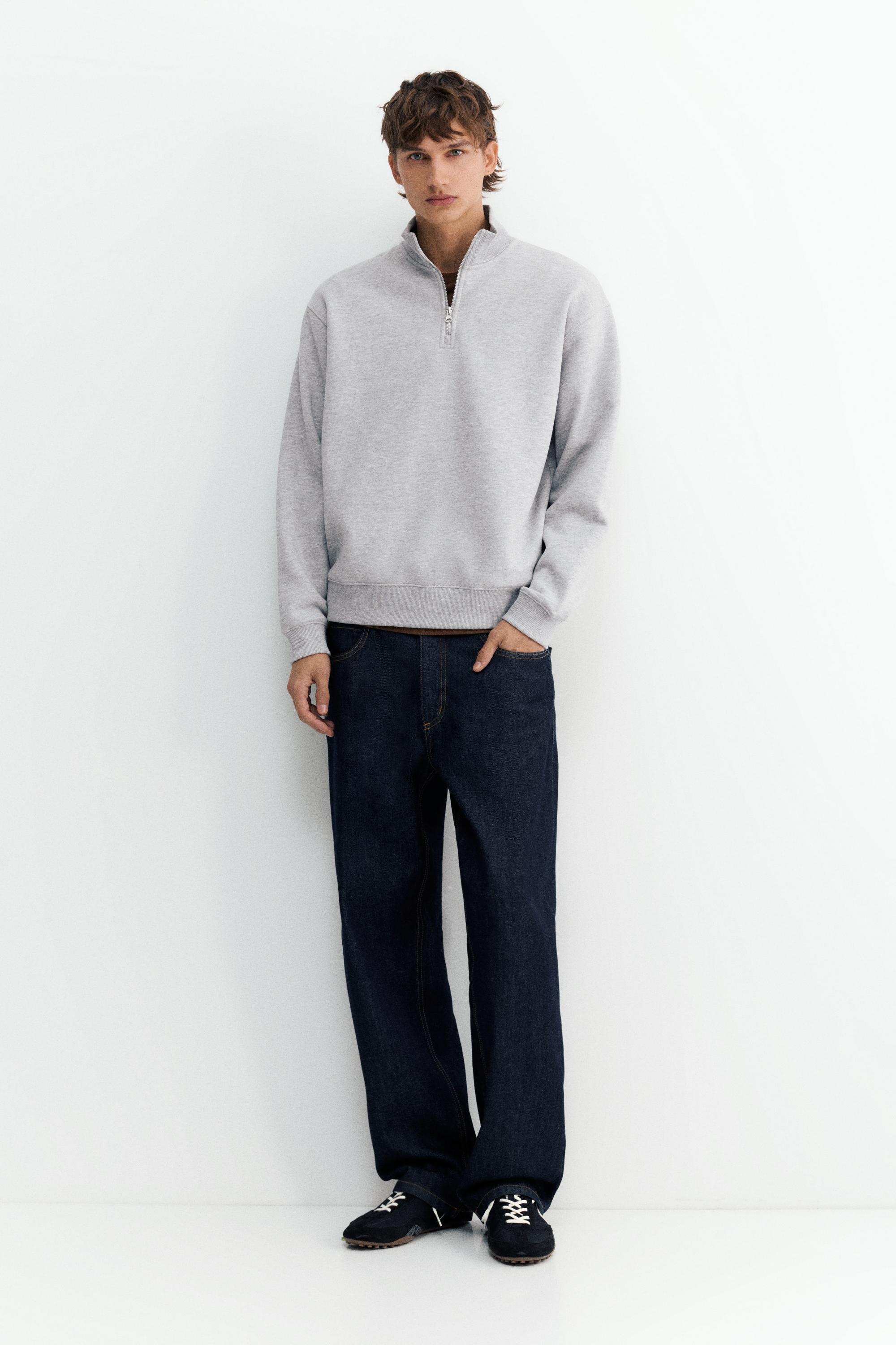 Quarter-zip sweatshirt — Grey marl